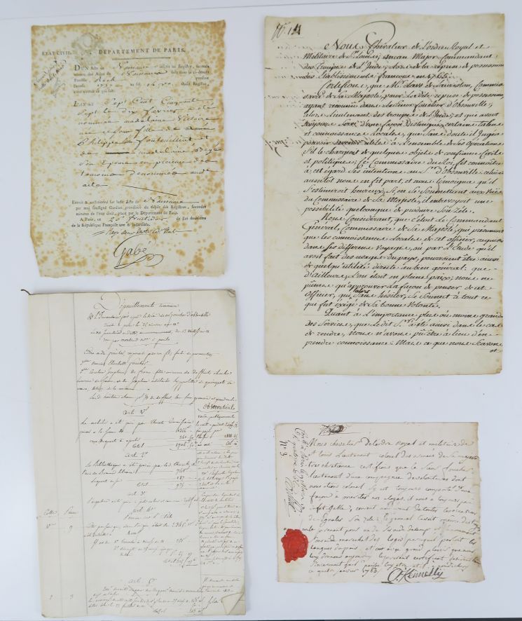 Null 福彻-德-奥布森维尔（查尔斯）。旅行家、自然学家和作家富歇-德-奥邦维尔（约1739-1802）的手稿档案。

1775年9月9日带有加注和亲笔签名的&hellip;