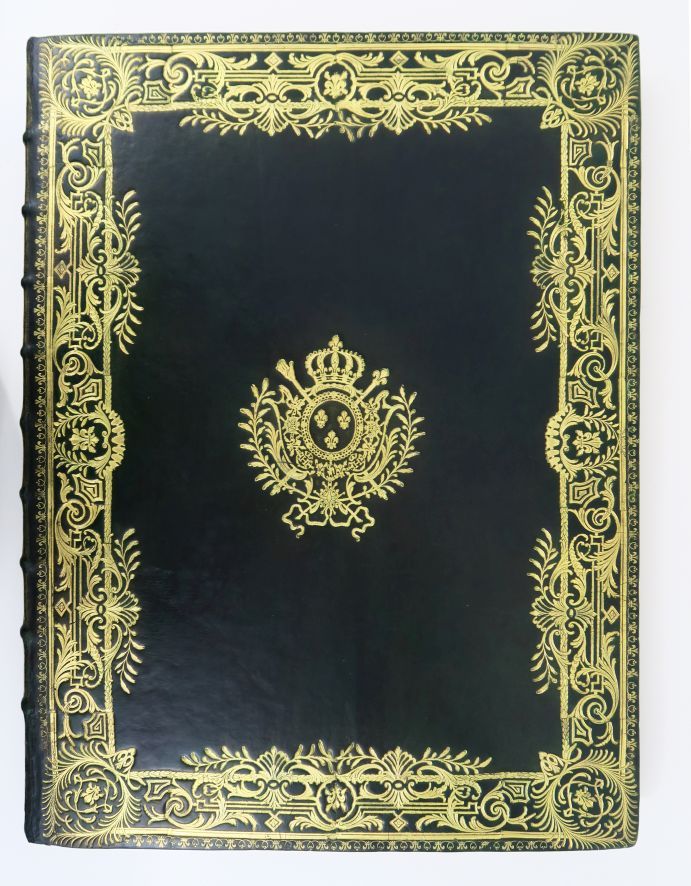 Null [匿名]。法国和纳瓦拉王室的路易十五的圣物，在兰斯的教堂里，MDCCXXII年10月25日，星期四。巴黎，皇家出版社，1723年。

内页，绿色摩洛哥&hellip;