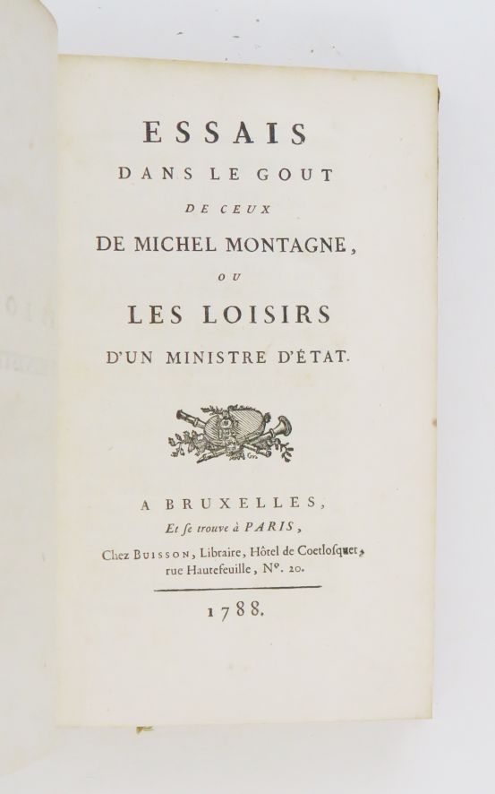 Null [ARGENSON（René-Louis de Voyer de Paulmy d'）。米歇尔-蒙塔格的文章，或《一个国务大臣的休闲》。布鲁塞尔，并在&hellip;