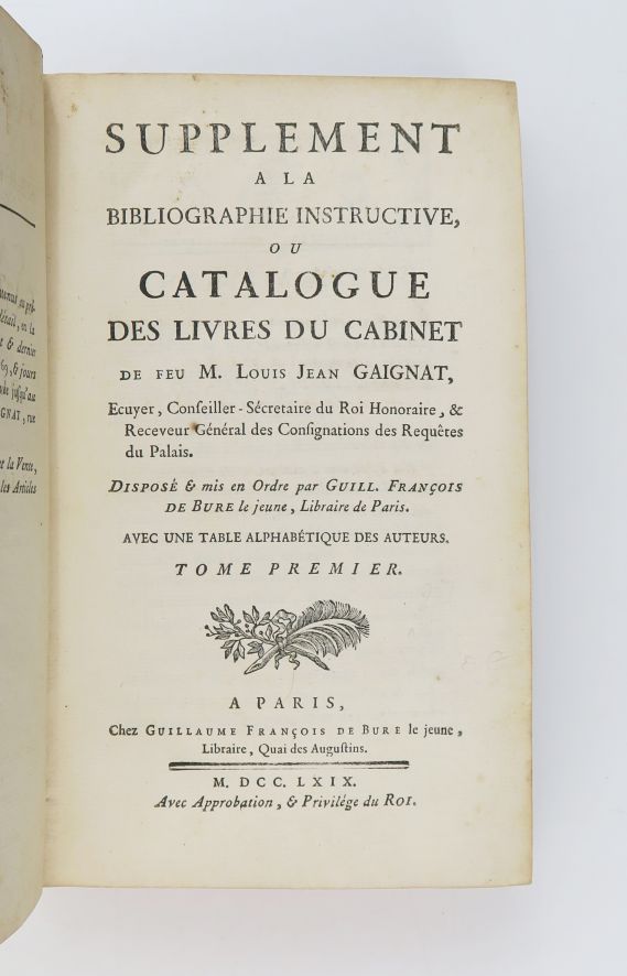 Null [Sales catalogues - BURE (Guillaume-François de)]. Supplement to the instru&hellip;