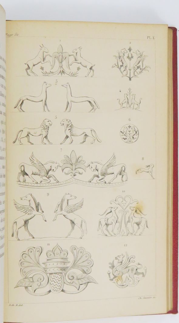 Null 贝蒙（Adalbert de）。对Blason起源的研究，尤其是对百合花的研究。巴黎，Leleux，1853年。

8开本，红色半旗袍，书脊饰有鎏金百&hellip;