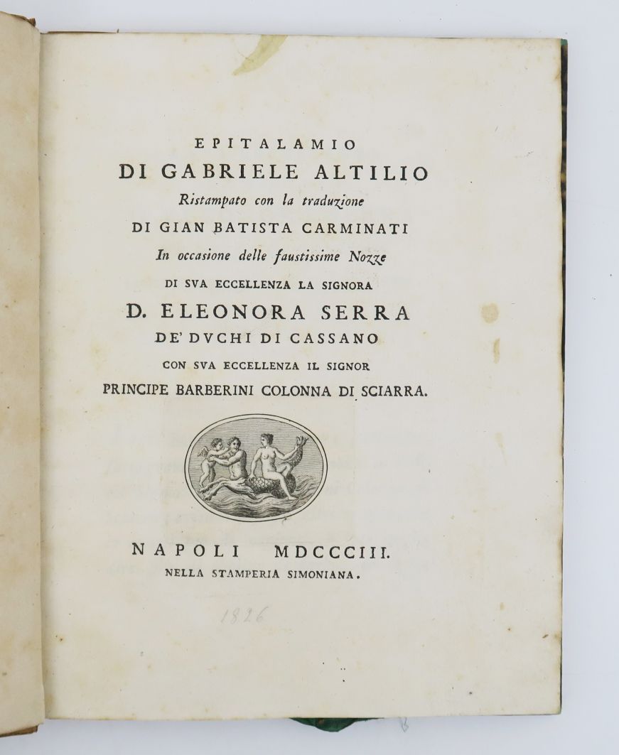 Null ALTILIO (Gabriele). Epitalamio, ristampado con la traducción de Gian Batist&hellip;