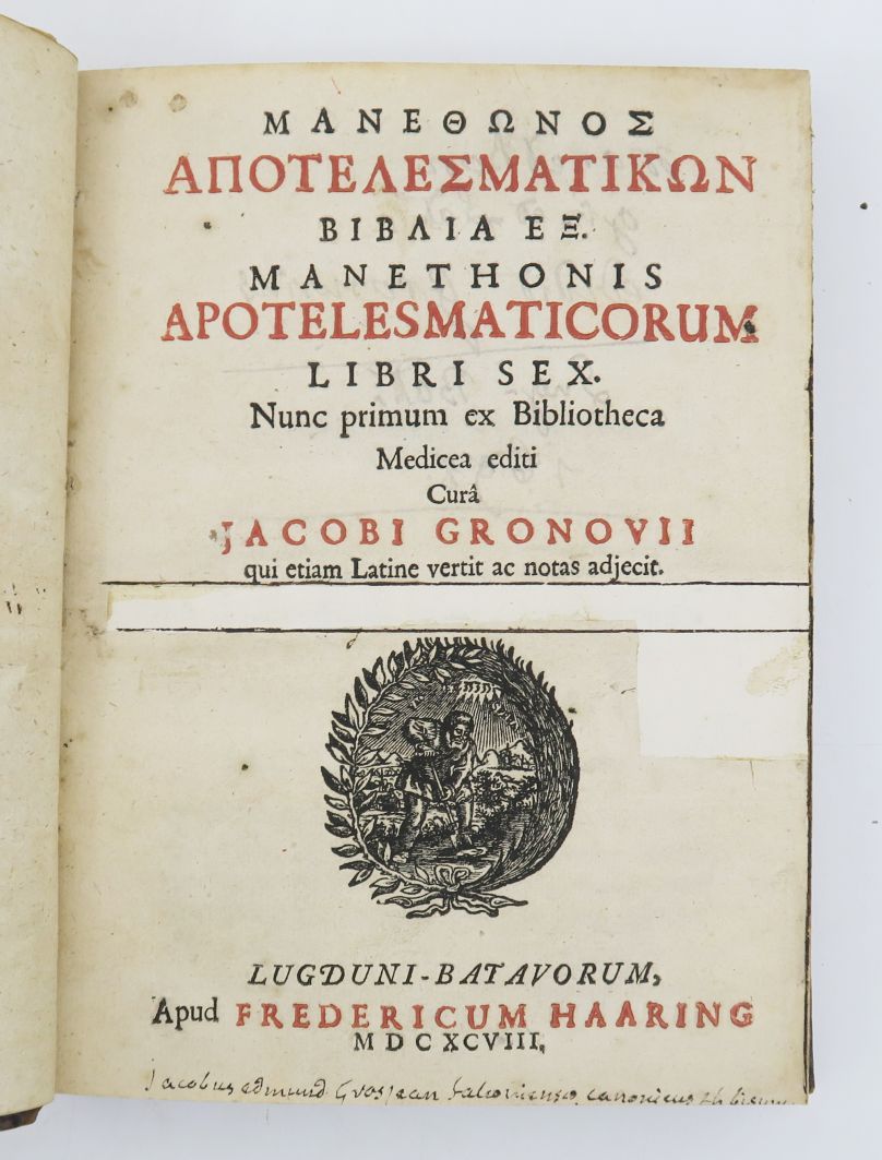 Null [MANETHON]。Apotelesmaticorum libri sex.Nunc primum ex Bibliotheca Medicea e&hellip;