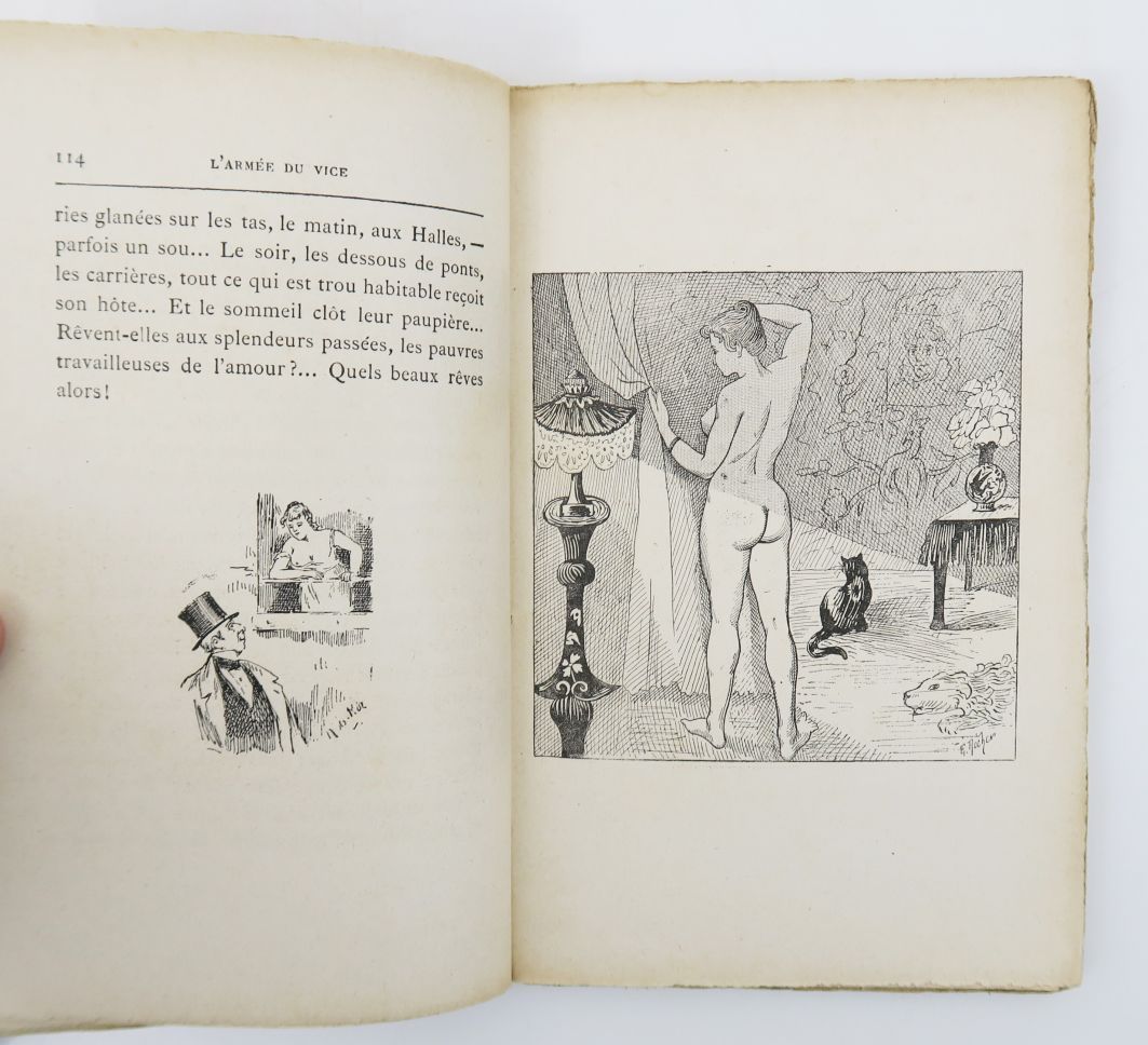 Null DAVRAY（朱尔斯）。邪恶的军队。图文并茂，由我们最好的艺术家绘制。巴黎，P. Fort, 1895。

12开本平装书，粉红色印刷插图封面。文中和&hellip;