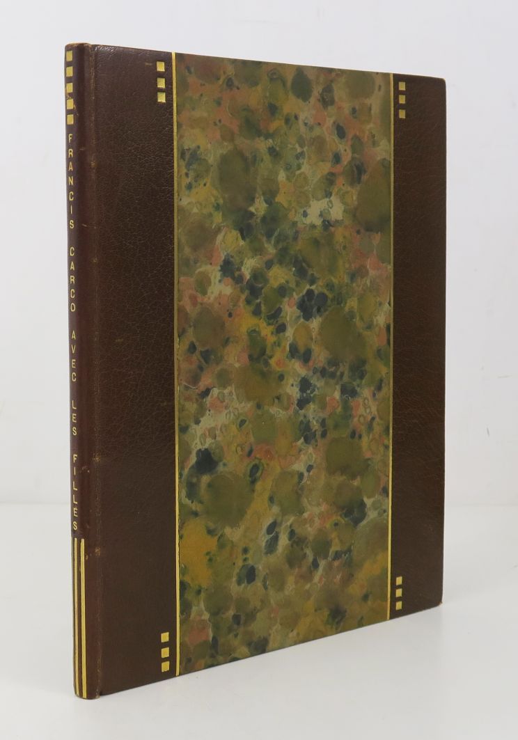 Null 卡科（弗朗西斯）。与女士们一起。巴黎，sn，1924。

四开本，半哈瓦那摩尔科，带子，光滑的书脊装饰，镀金标题，镀金圆角，板上有三层方形镀金装饰。
&hellip;