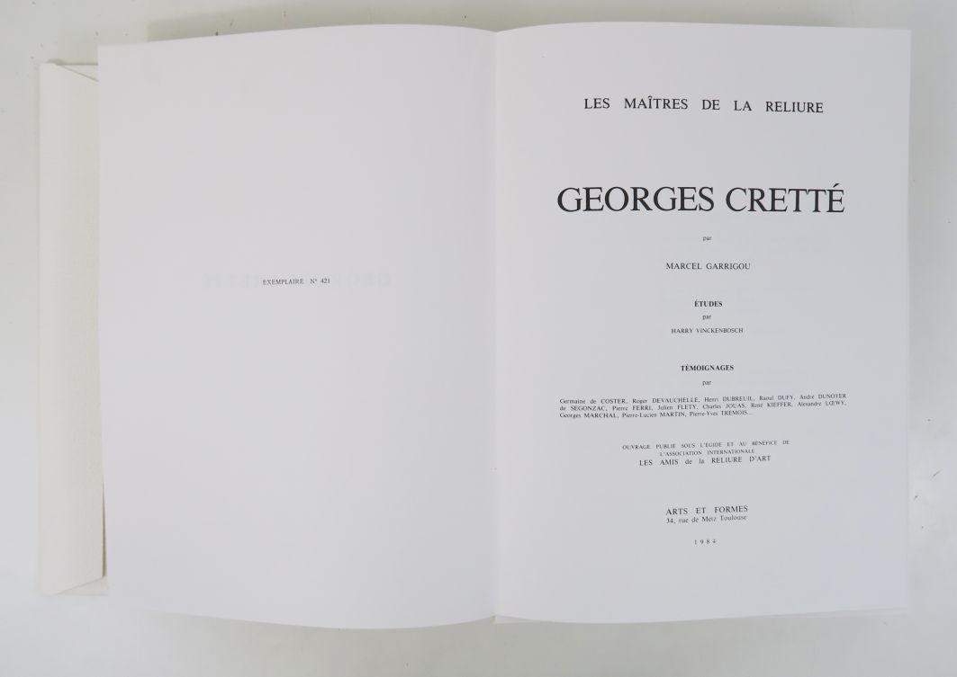 Null GARRIGOU (Marcel). Georges Cretté. (Les Maîtres de la Reliure.) Etudes par &hellip;