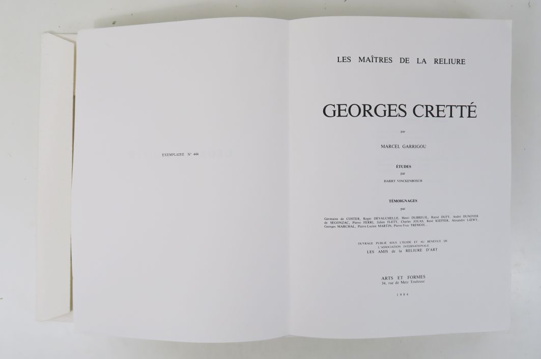 Null GARRIGOU (Marcel). Georges Cretté (Les Maîtres de la Reliure.) Etudes par H&hellip;