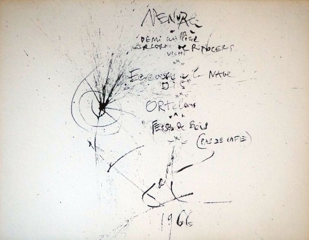 Null DALI (Salvador). Menu Dali, 1966.

Encre de Chine sur papier épais Arches, &hellip;