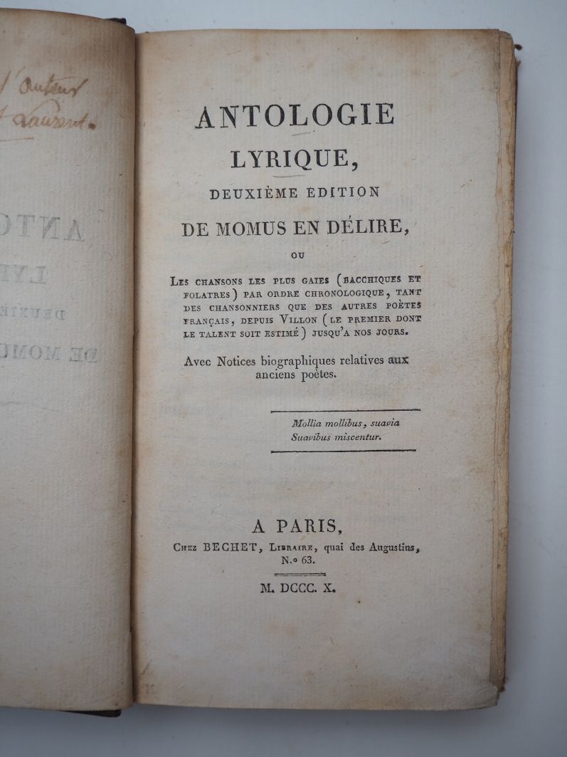 Null Anonymous. Lyrische Anthologie, zweite Ausgabe von Momus en délire, ou Les &hellip;