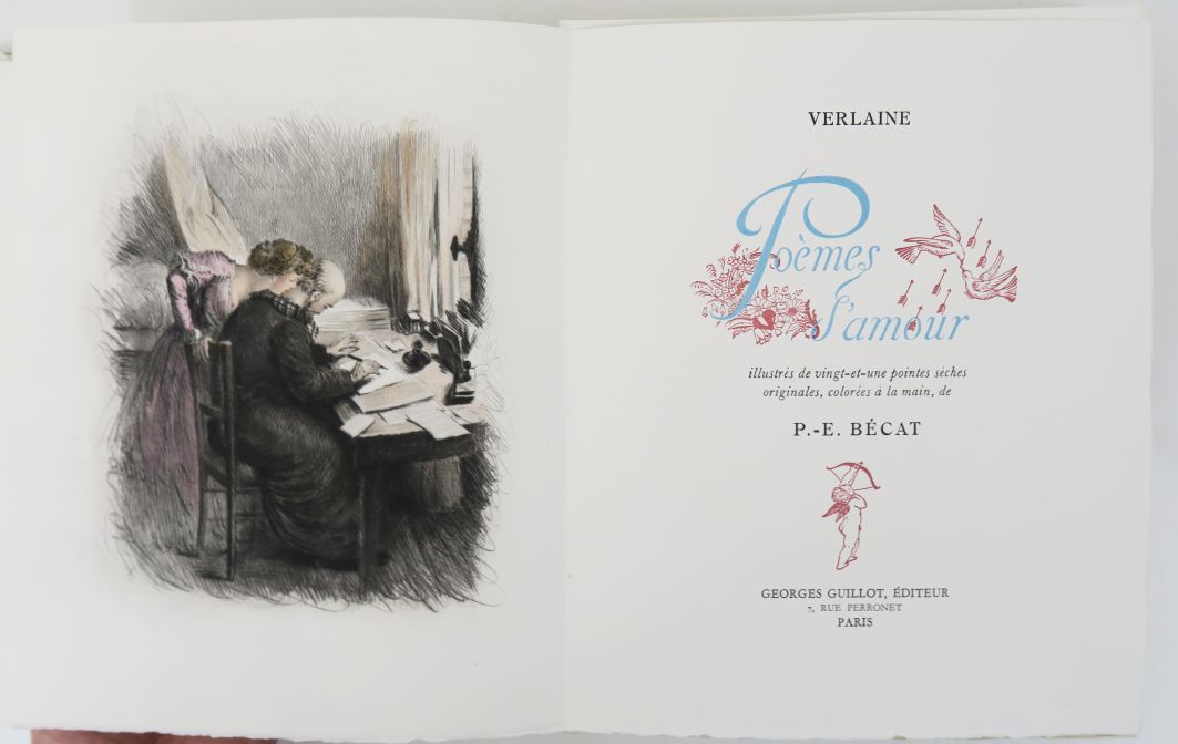 Null BÉCAT (Paul-Émile) & VERLAINE (Paul)。爱的诗篇。巴黎，Guillot，1948年。

4开本，印刷全封，装在文件夹&hellip;