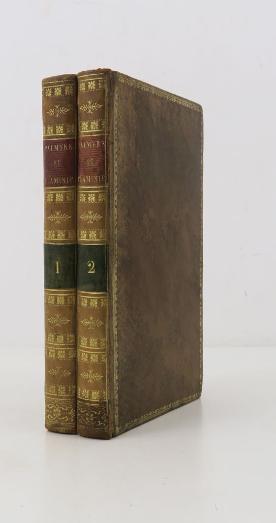 Null 格恩利斯（Félicité，伯爵夫人）。帕尔米拉和弗拉米尼，或者说是秘密。巴黎，马拉丹，1821年。

2卷8开本，大理石花纹小牛皮，装饰光滑的书脊，&hellip;