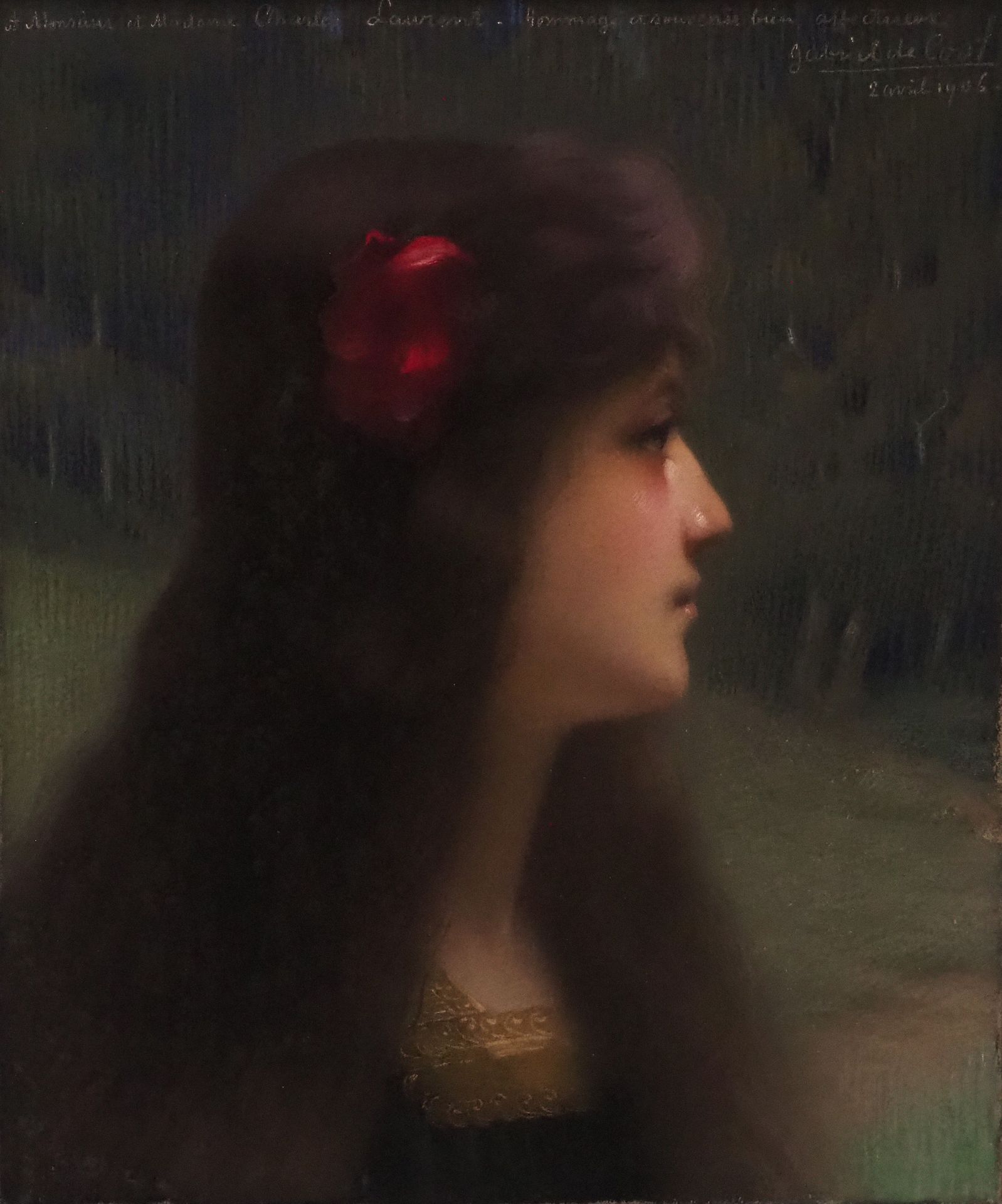 Null Gabriel DE COOL (1854-1908)
Retrato simbolista de mujer
Pastel sobre papel &hellip;