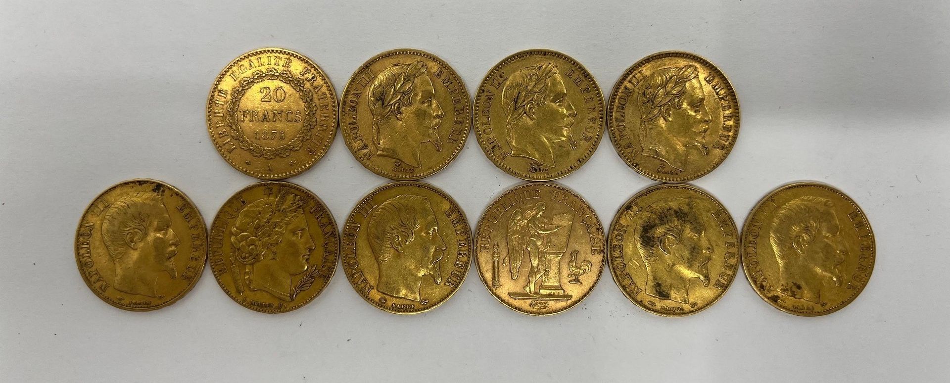 Null Lot of 10 pieces 20 Frs gold