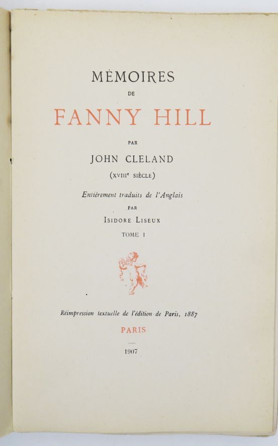 Null CLELAND (John). Mémoires de Fanny Hill. Entièrement traduits de l'anglais p&hellip;
