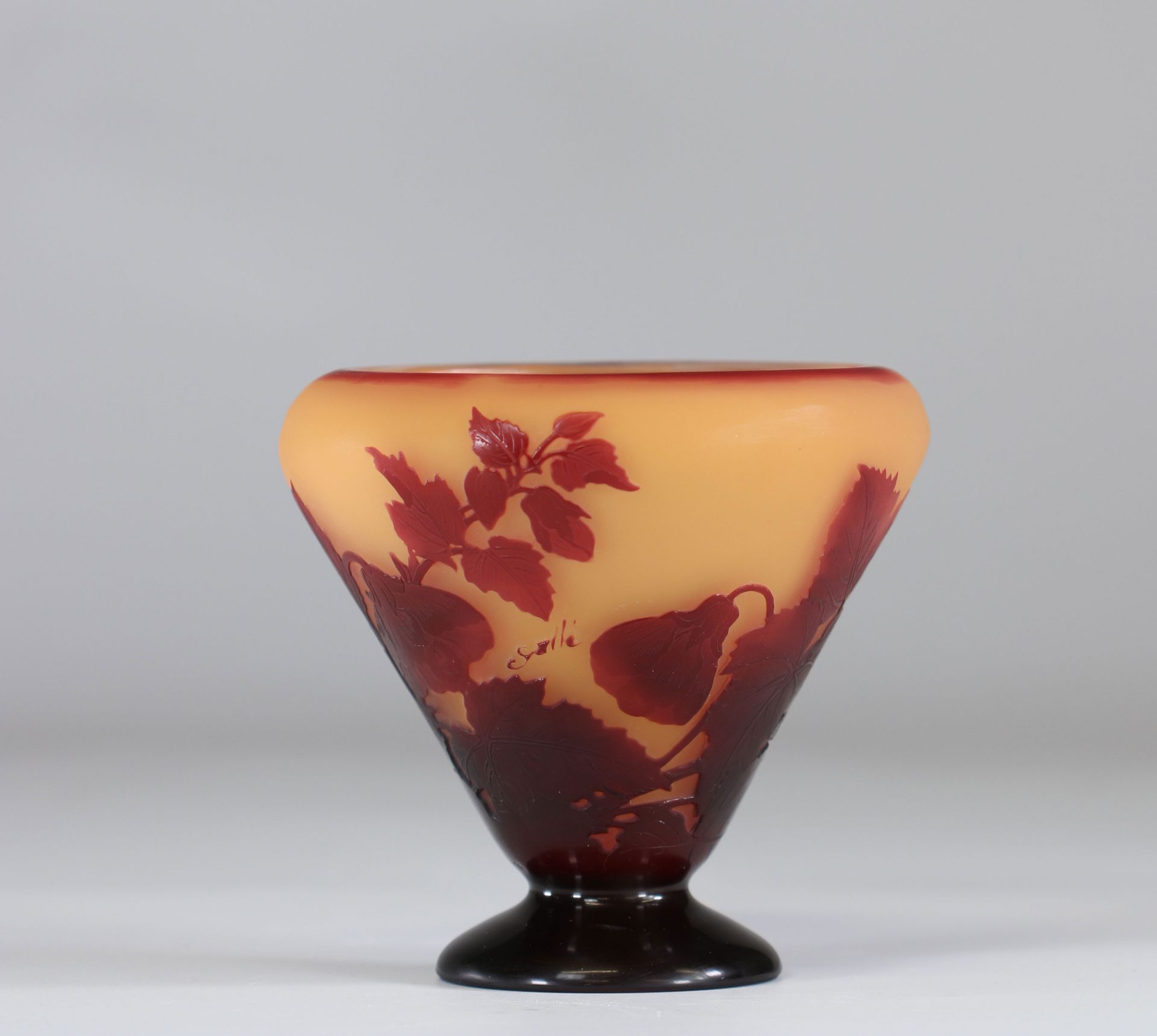 Emile Gallé vase dégagé a l'acide décor de fleurs Vaso trasparente Emile Gallé c&hellip;