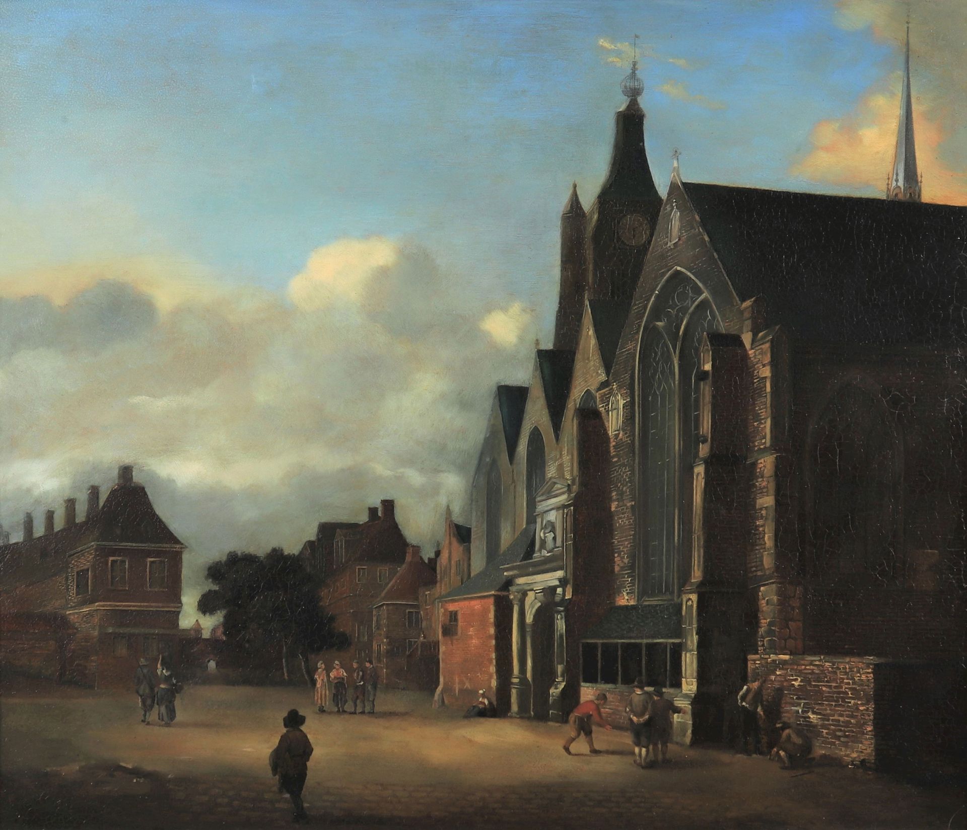 Isaak OUWATER (1748-1793) Ecole Hollandaise "vue de ville" sur cuivre Isaak OUWA&hellip;