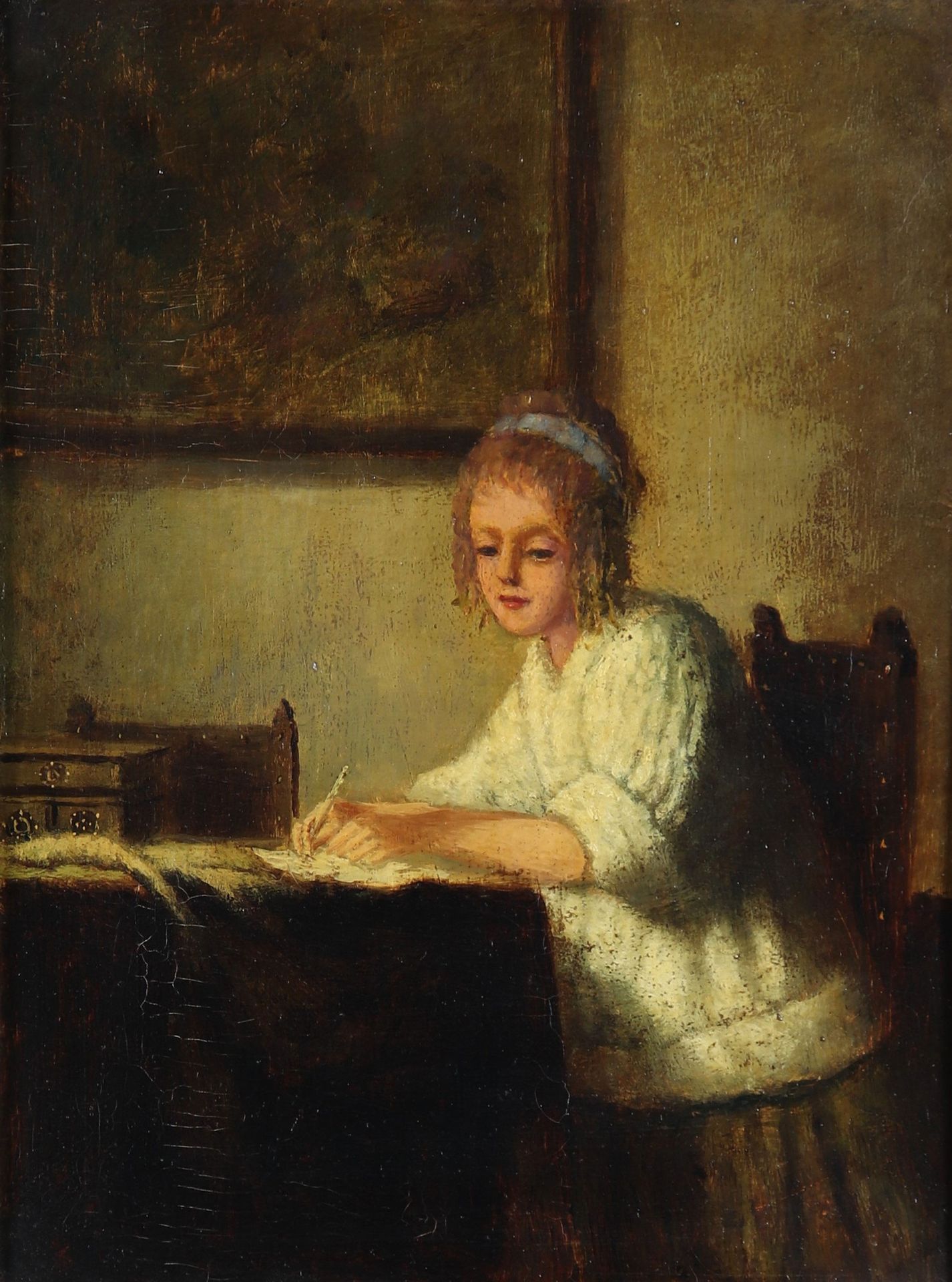 Peinture "jeune femme à la lecture" Gemälde "junge Frau lesend"
Maße: Rahmen B=4&hellip;