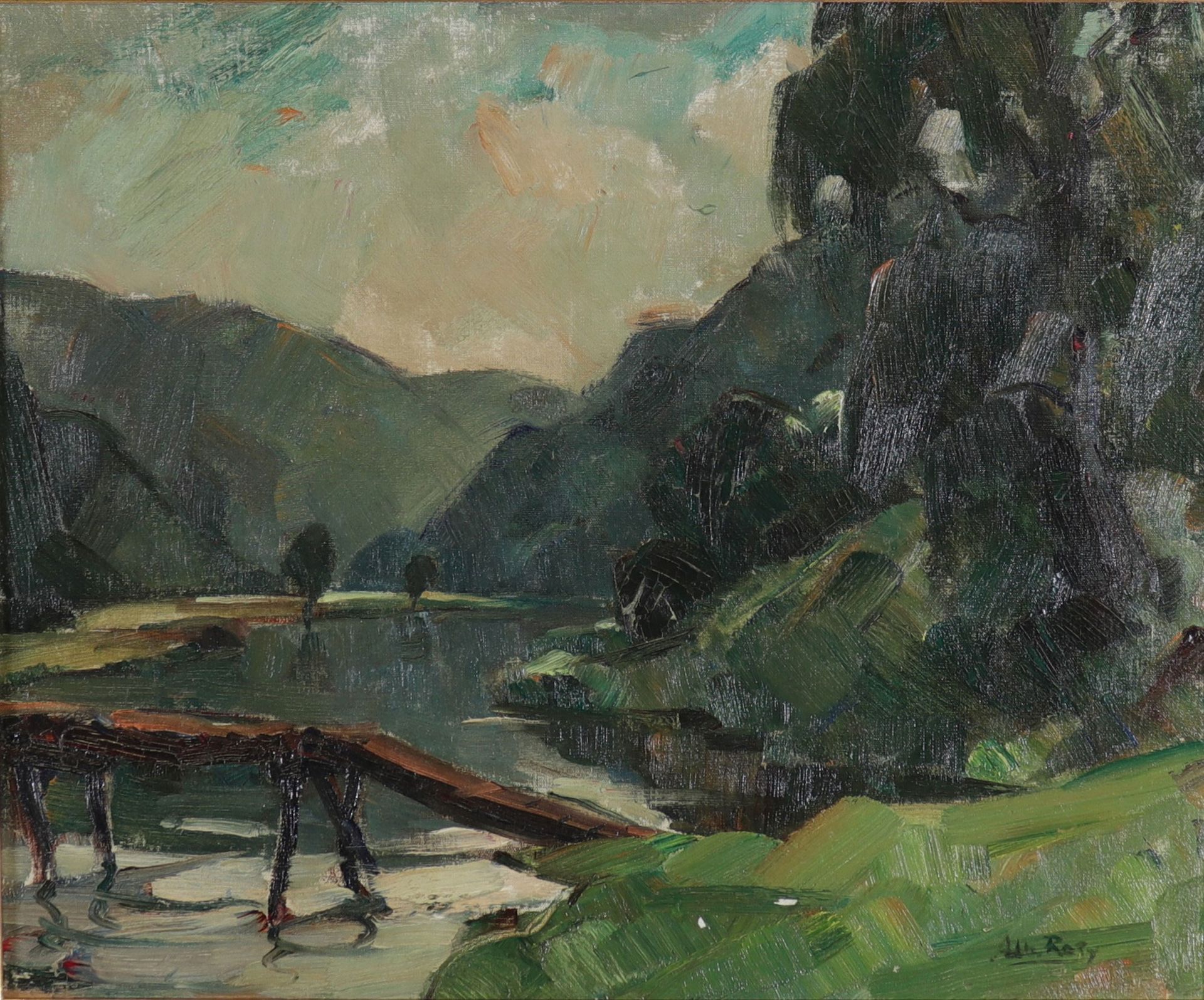 Albert RATY (1889-1970) "vue de rivière" Albert RATY (1889-1970) "vista del río"&hellip;