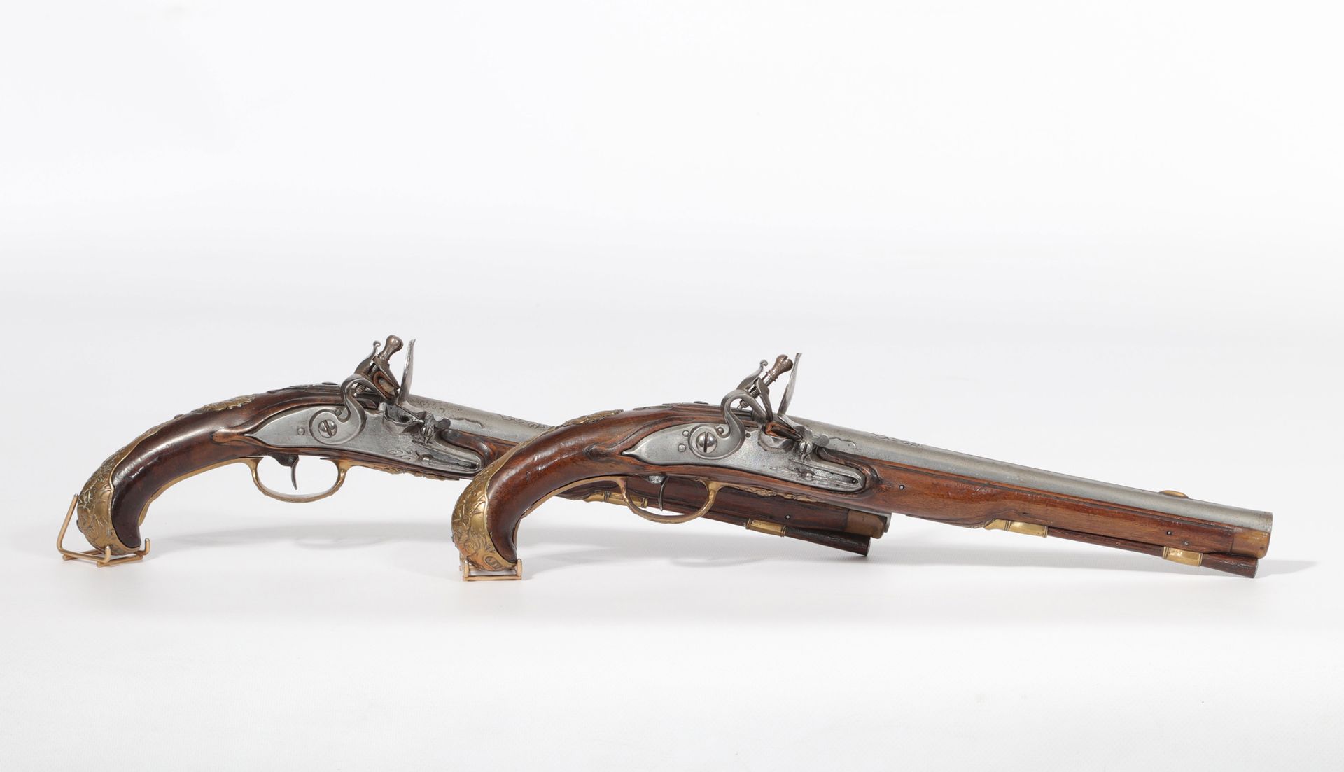 Paire de pistolets de duel Liège, premier quart du XVIIIe siècle 一对列日DUELING枪，18&hellip;