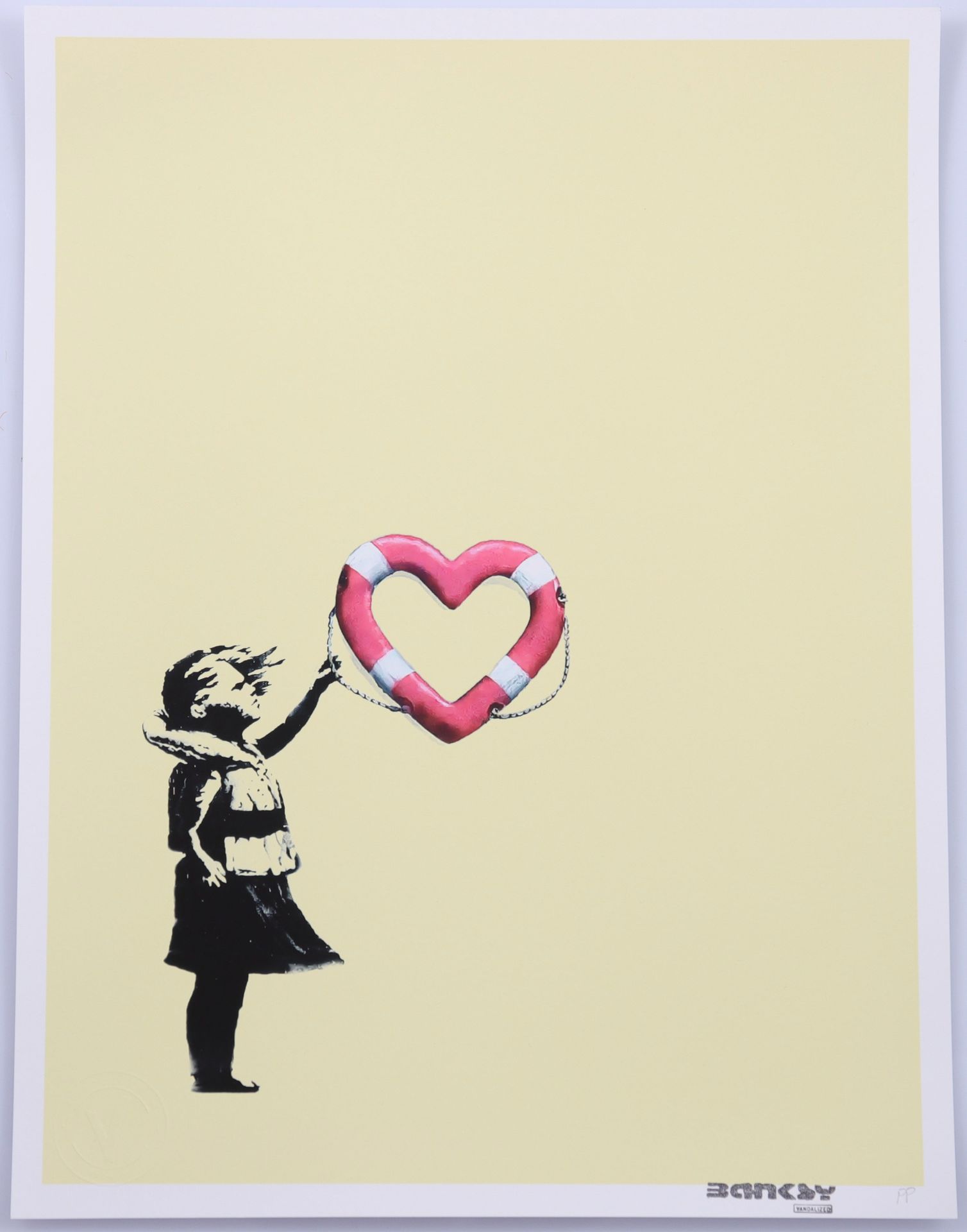 Banksy (d'aprés) Sérigraphie polychrome d'aprés Banksy - Fille avec flotteur en &hellip;