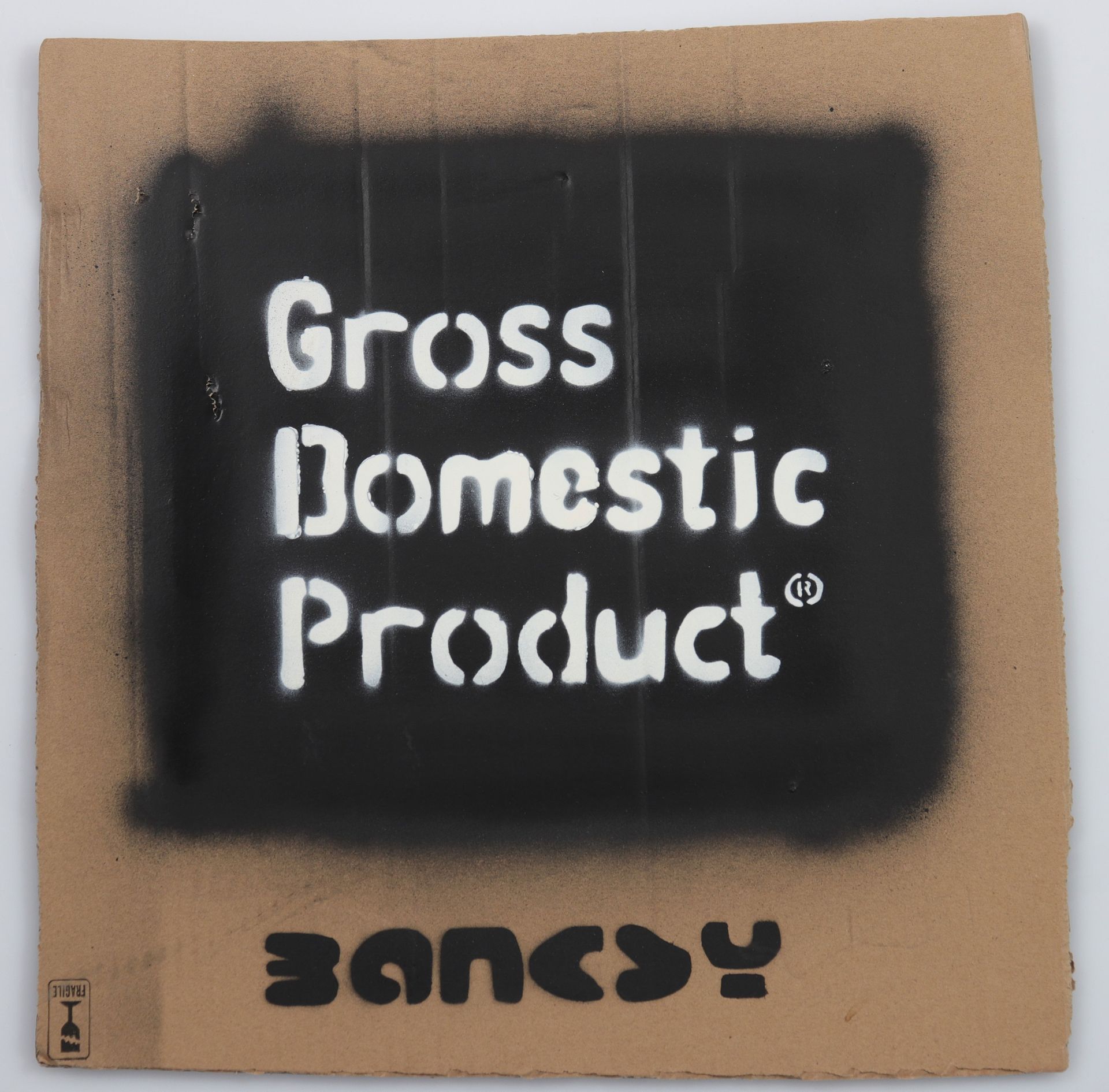 BANKSY (d’après) - Gross Domestic Product Pochoir sur carton signé en bas. Pièce&hellip;