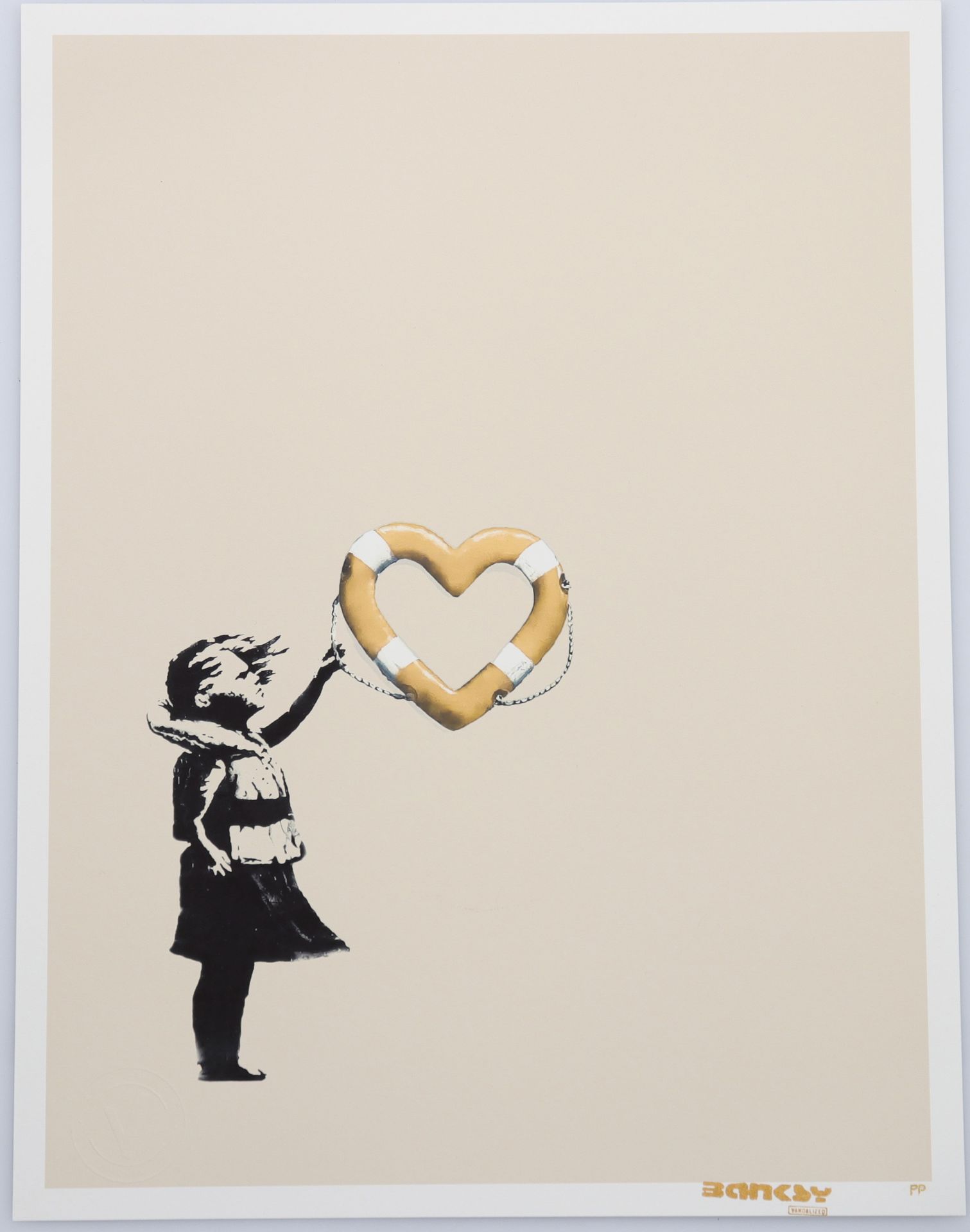 Banksy (d'aprés) Post Modern Vandale Sérigraphie polychrome Fille avec flotteur &hellip;