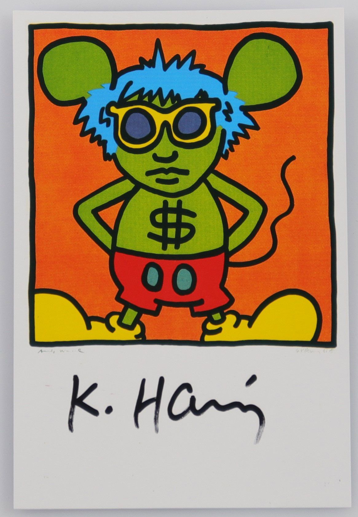 Keith Haring - Andy Souris - Hommage à Warhol Accroché signé par Keith Haring au&hellip;