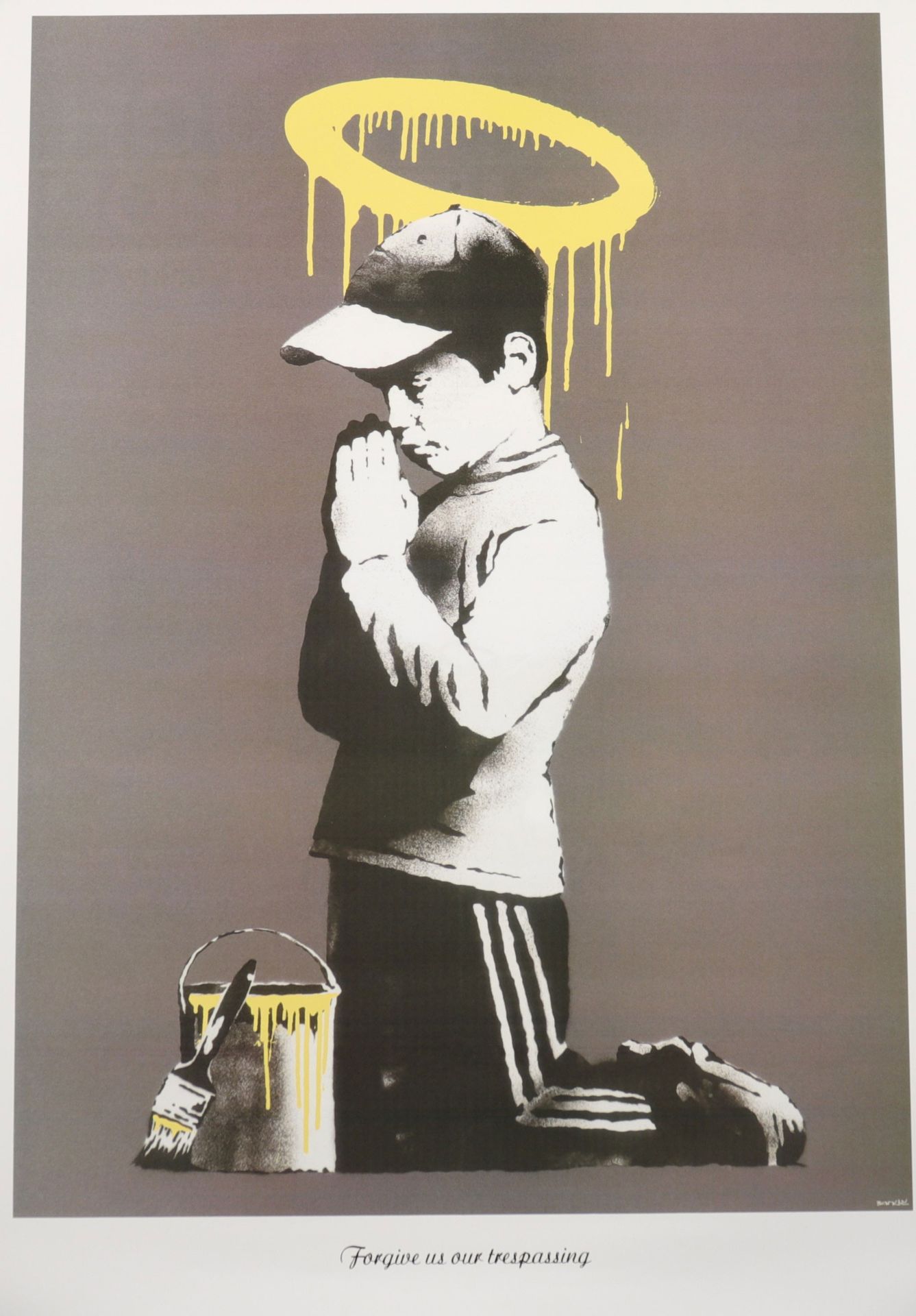 Banksy (d'aprés) "Forgive us our trespassing" Impression offset Signé sur la pla&hellip;