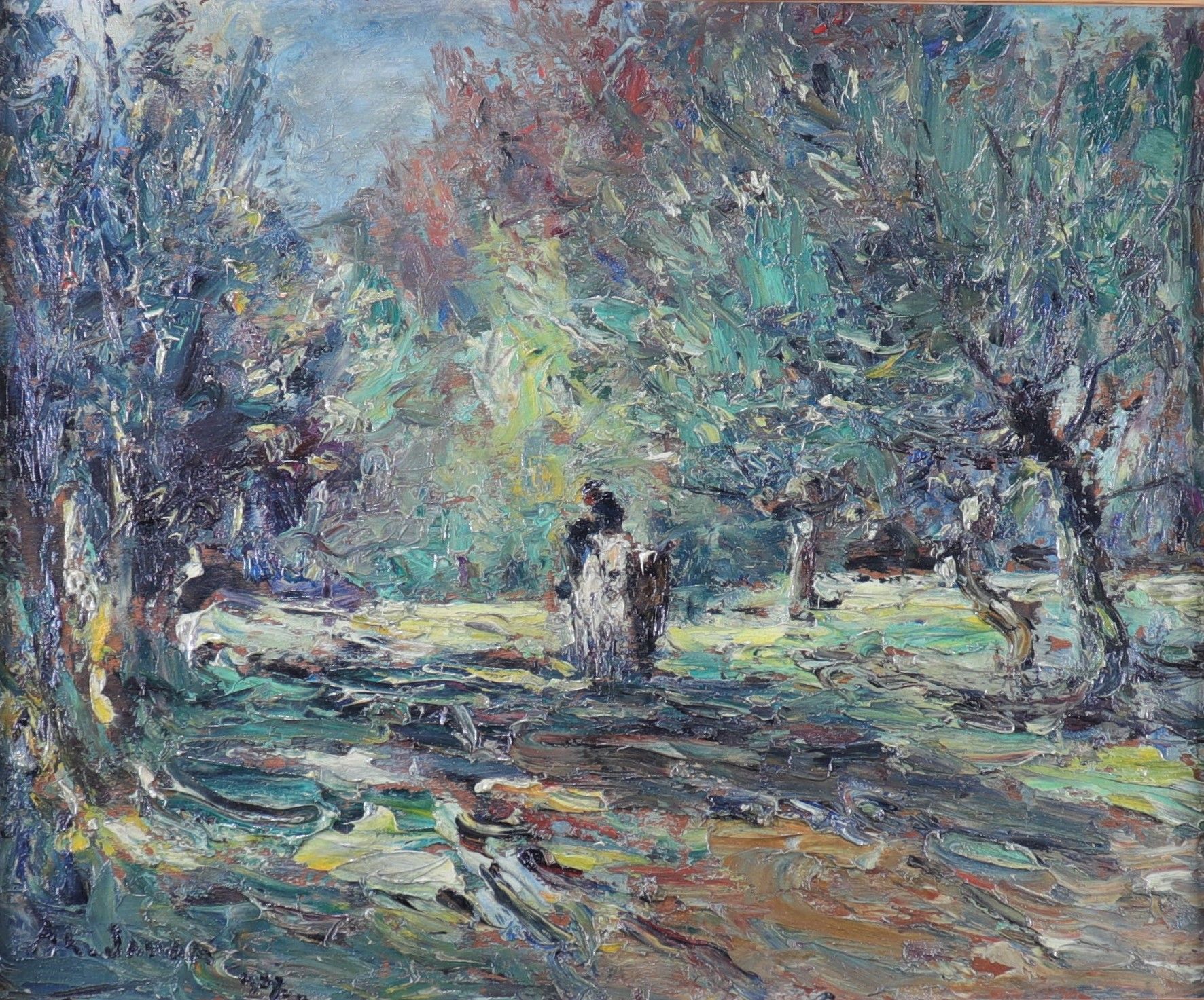Null JAMAR Armand (1870-1946) 布面油画 "乡村风景"
重量：2.60公斤
地区：比利时
尺寸：高=600mm，宽=380mm，带框&hellip;