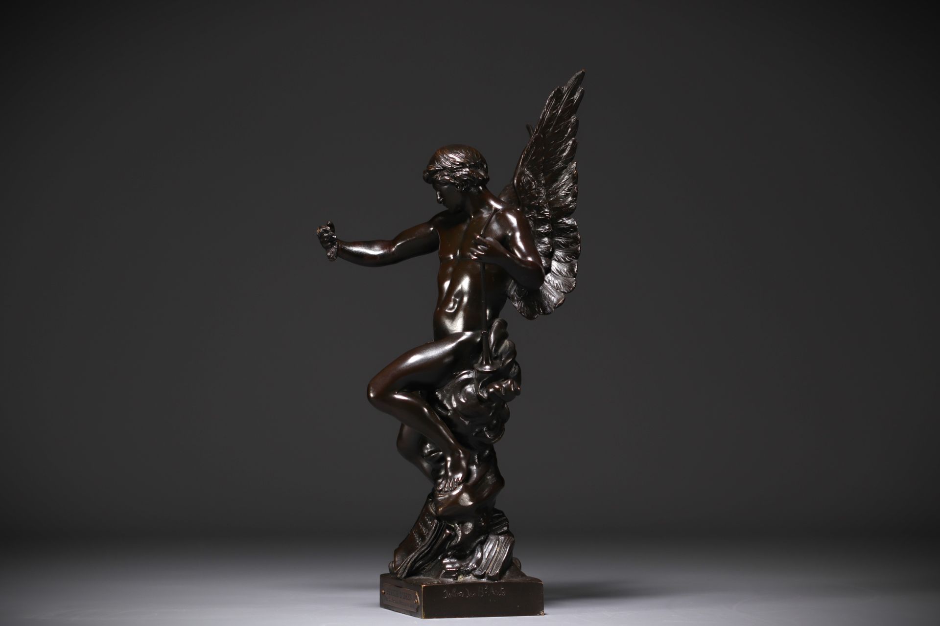 Null Emile Louis PICAULT (1833-1915) - "Le semeur d'idées" Bronze with brown pat&hellip;