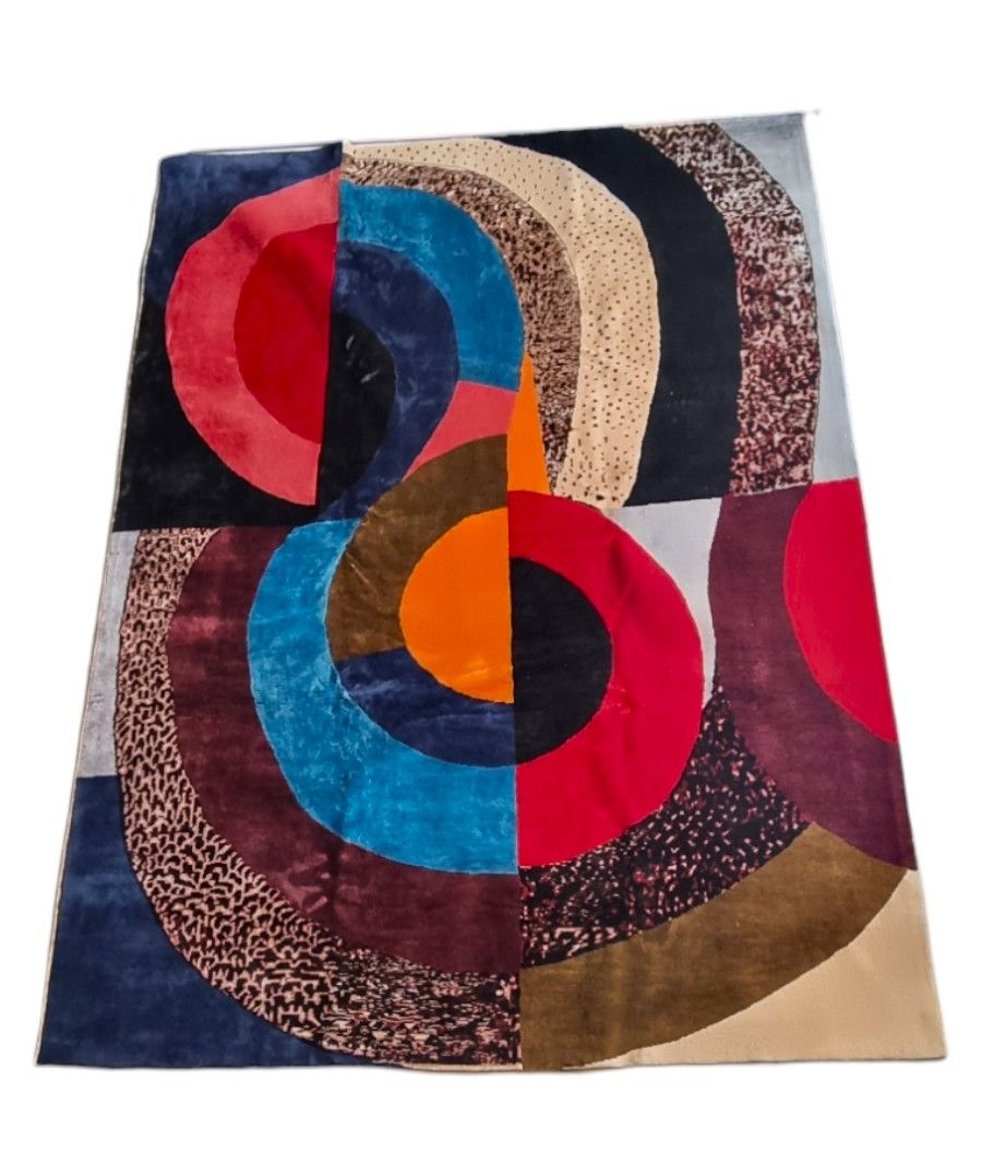 Null Sonia DELAUNAY "Hippocampe" Tapis en laine de couleurs, vers 1970.
Poids: 3&hellip;