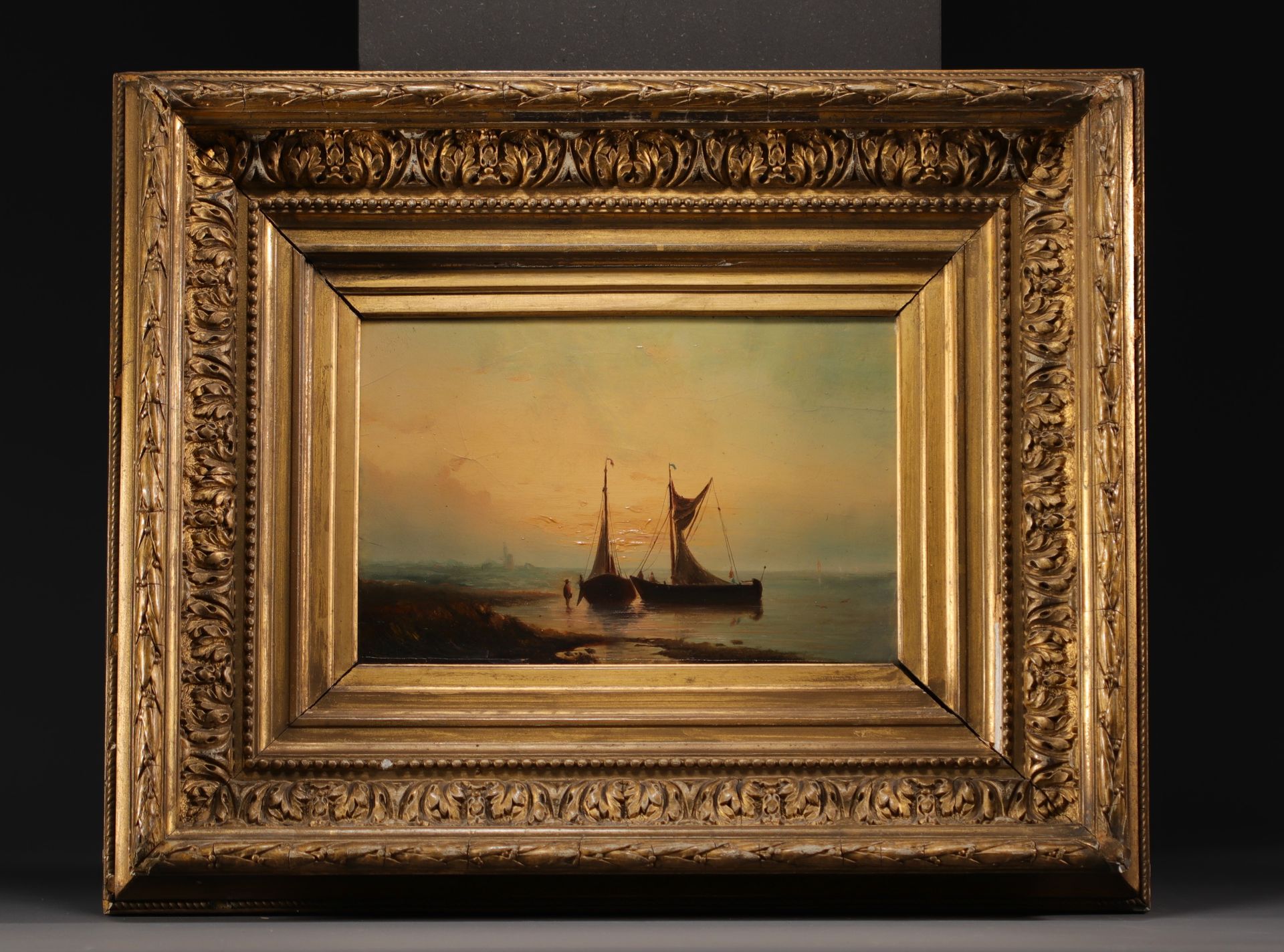 Null Henriette Herminie GUDIN (1825-?) "Scène de marine" Huile sur panneau, XIXè&hellip;