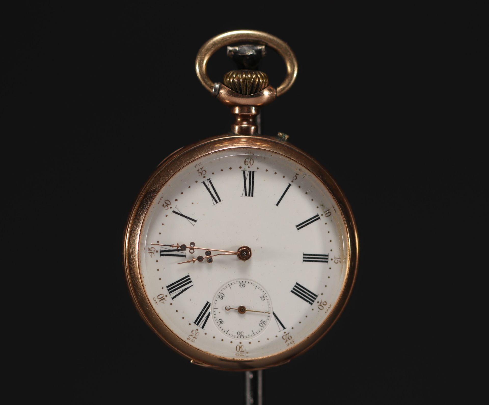 Null 18k gold "Pateck Genève Cylindre 10 Rubis" pocket watch, total weight 69.9 &hellip;