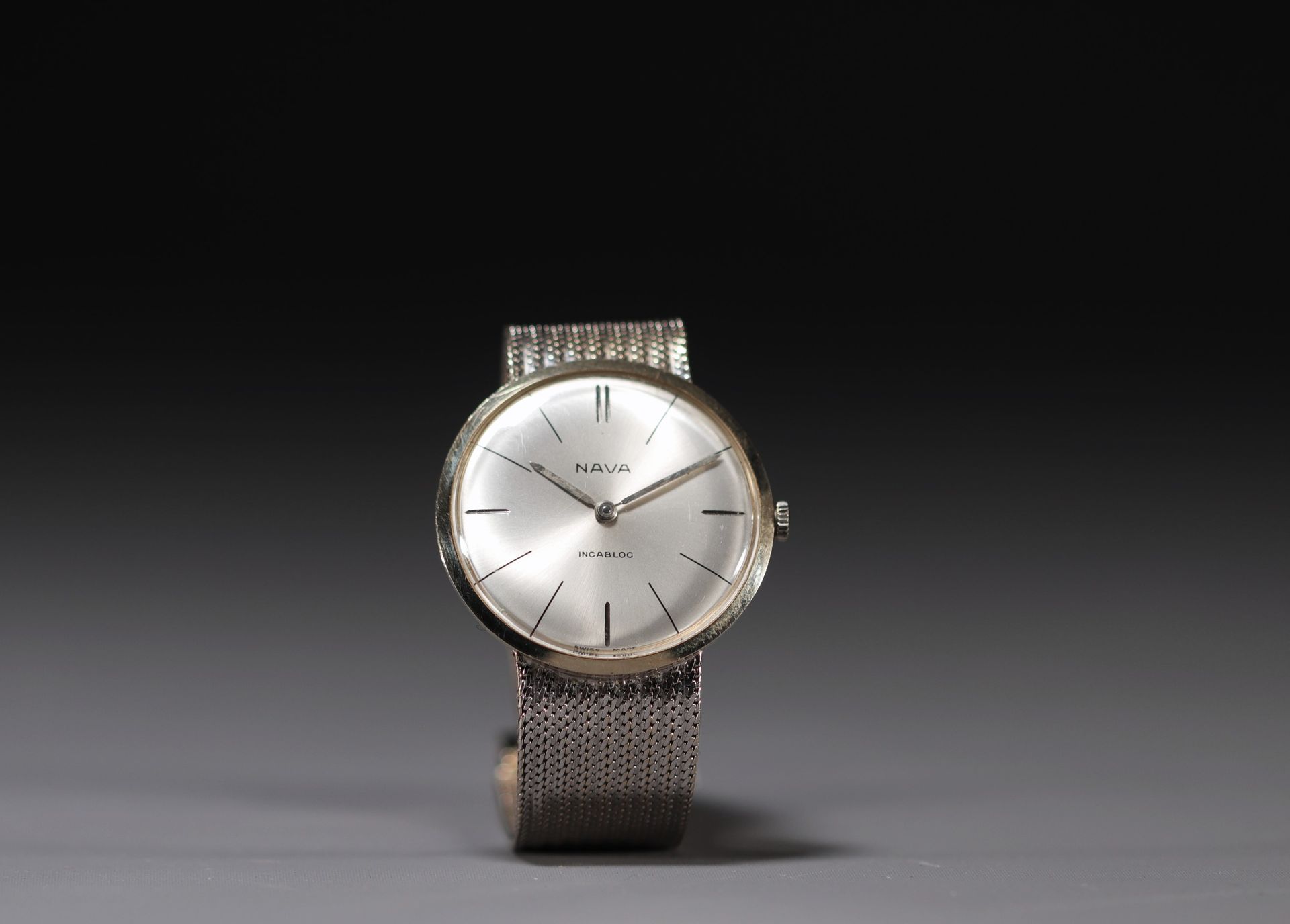 Null NAVA - Incabloc mechanical watch, case and bracelet in 18k white gold, men'&hellip;