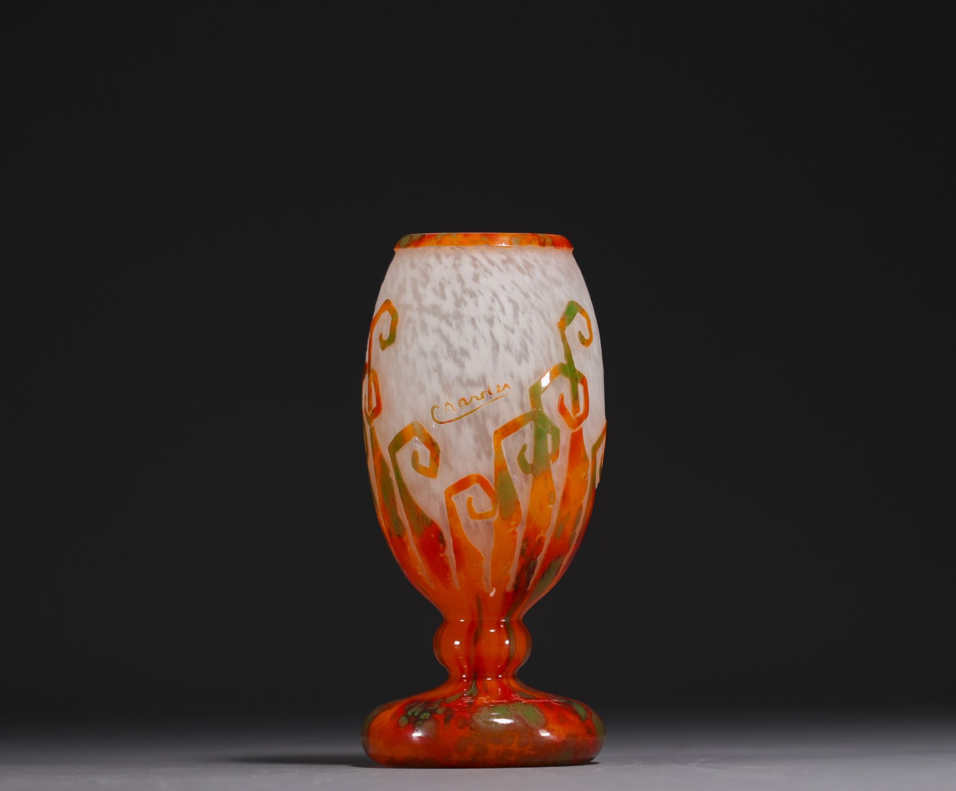 Null CHARDER - Vase en verre multicouche dégagé à l'acide à décor de fougères, s&hellip;