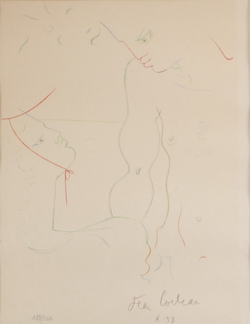 Null Jean COCTEAU (1889-1963) "Couple" Lithographie numérotée 188/220. Signée et&hellip;