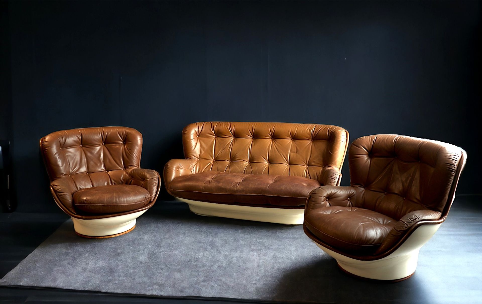 Null Michel CADESTIN (1942- ) - Conjunto de dos sillones y un sofá de dos plazas&hellip;