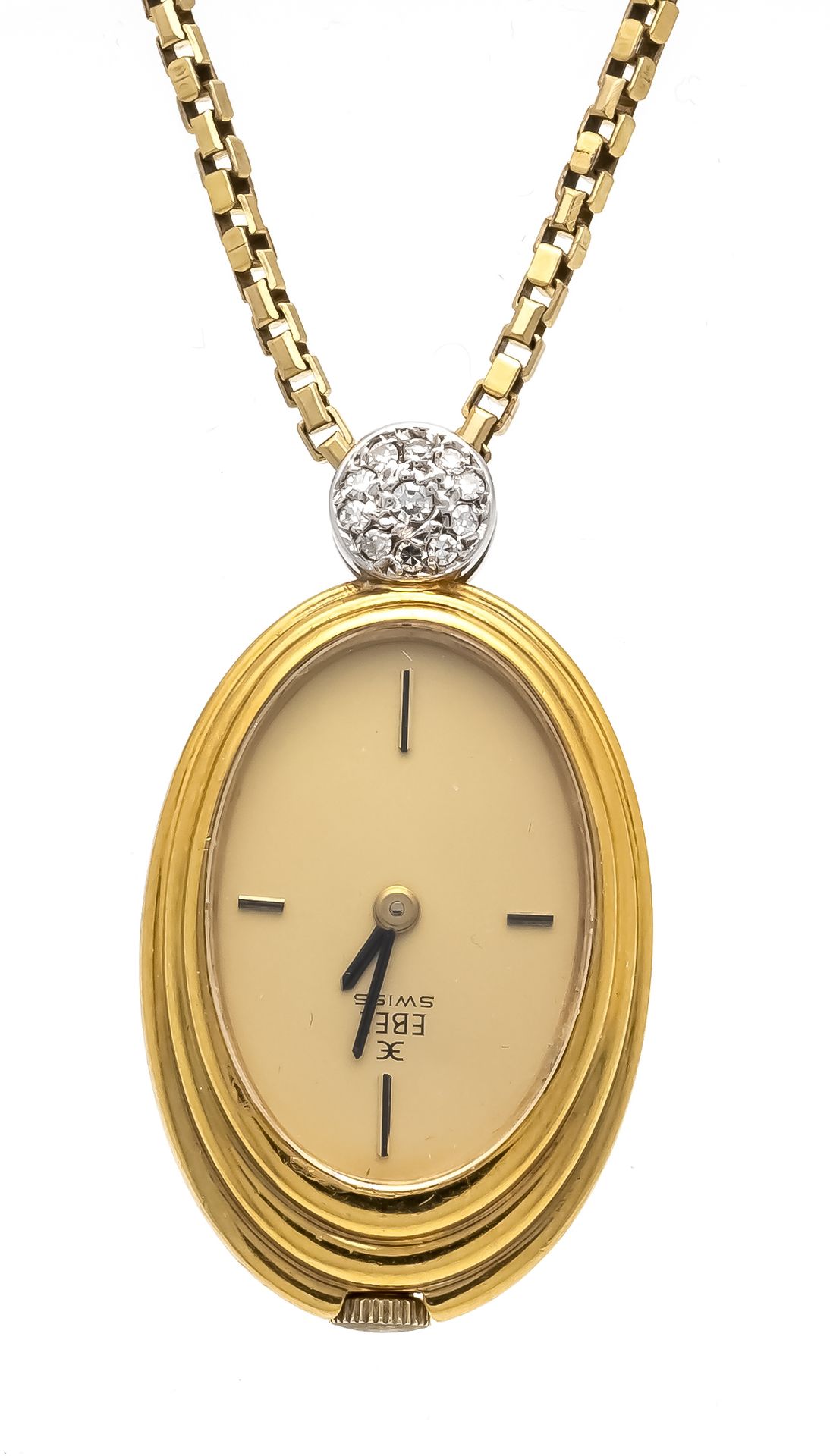 Null Ebel pendant watch 750/000 GG/WG, with 11 diamonds total ca. 0,06ct, manual&hellip;