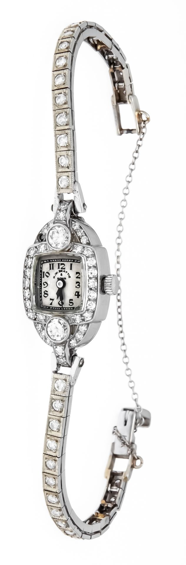 Null Reloj Art Déco de señora H.W.Deattie & sons, 585/000 WG chapado en platino &hellip;