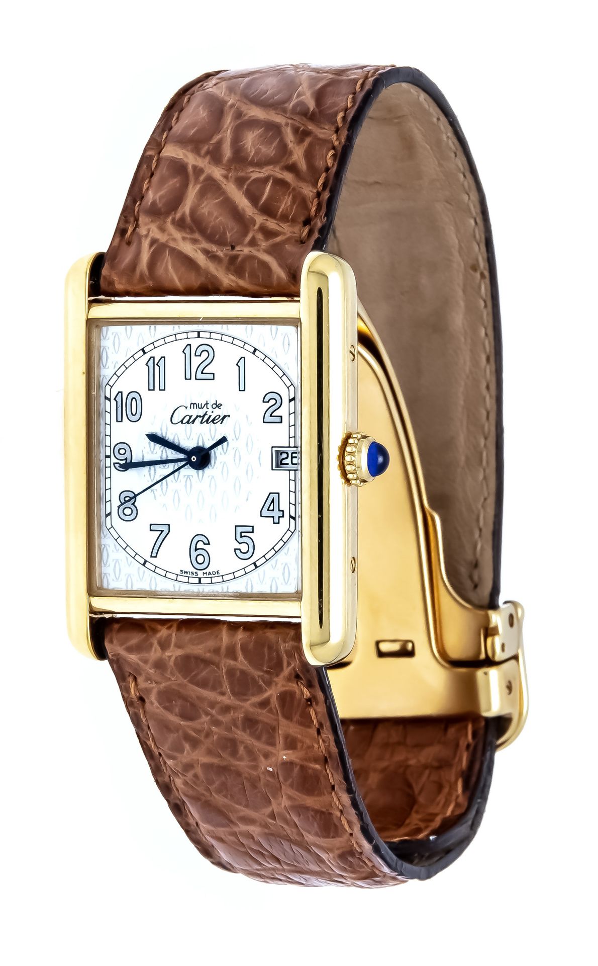Null Cartier Tank, 925/000 silver with 18k gold plated, ref. 2413, quartz watch,&hellip;
