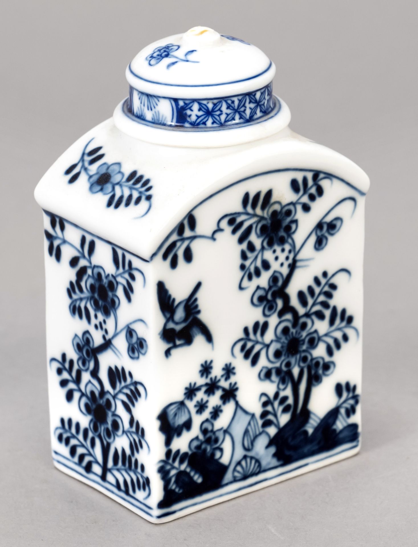 Null Boîte à thé, Meissen, Knauff-Schwerter 1850-1924, 1er choix, décor de roche&hellip;