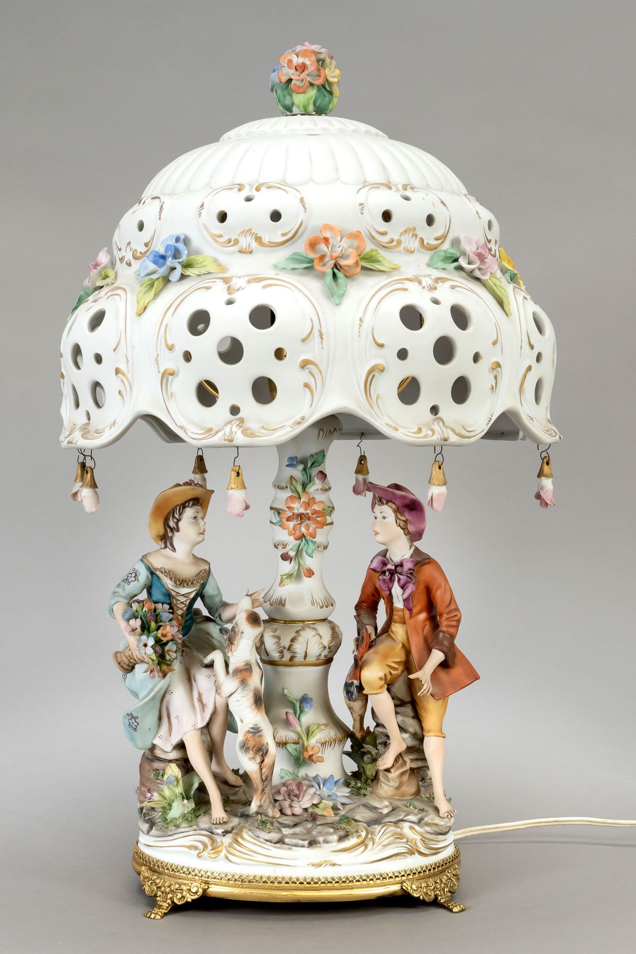 Null Lampada da tavolo, Capodimonte, Napoli, XX secolo, disegno di Pietro Carpie&hellip;