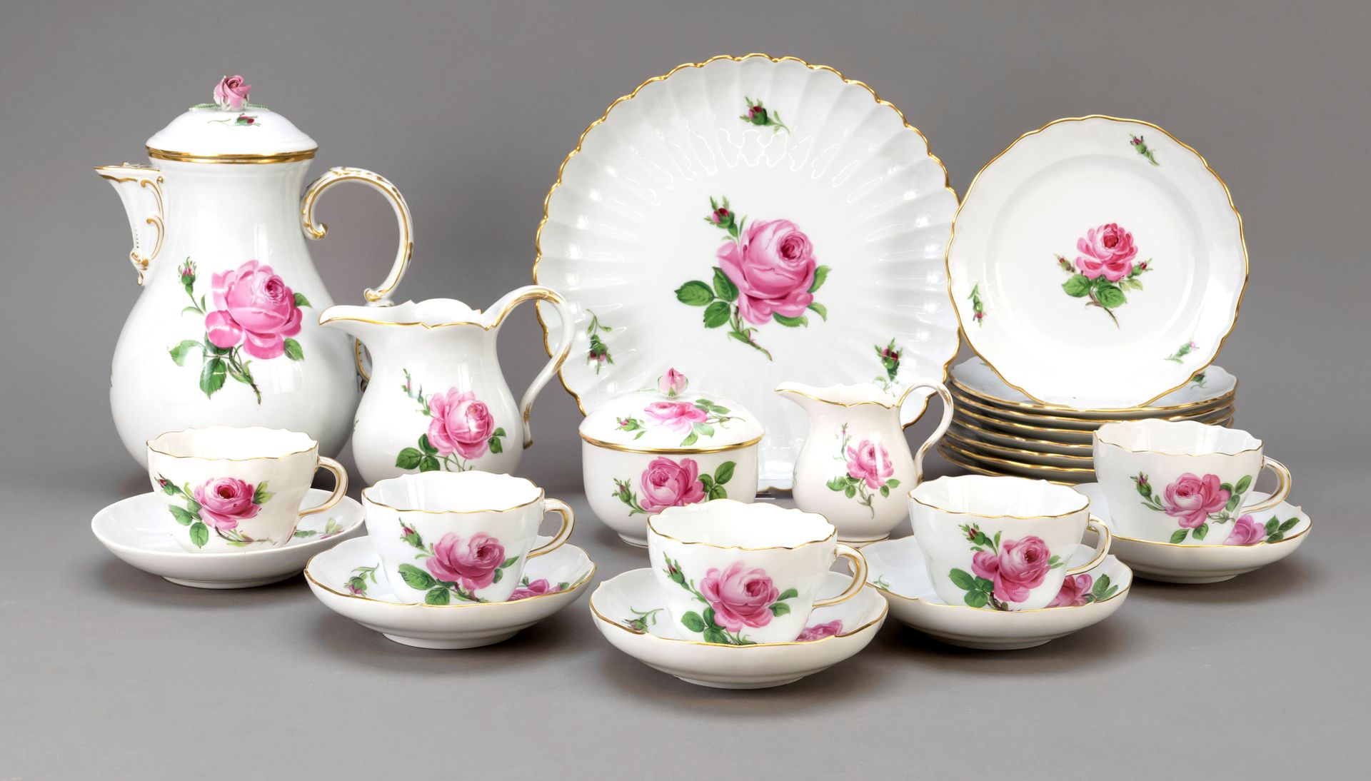 Null Coffee service for 8 persons, 30 pieces, Meissen, 20th century, mostly Pfei&hellip;