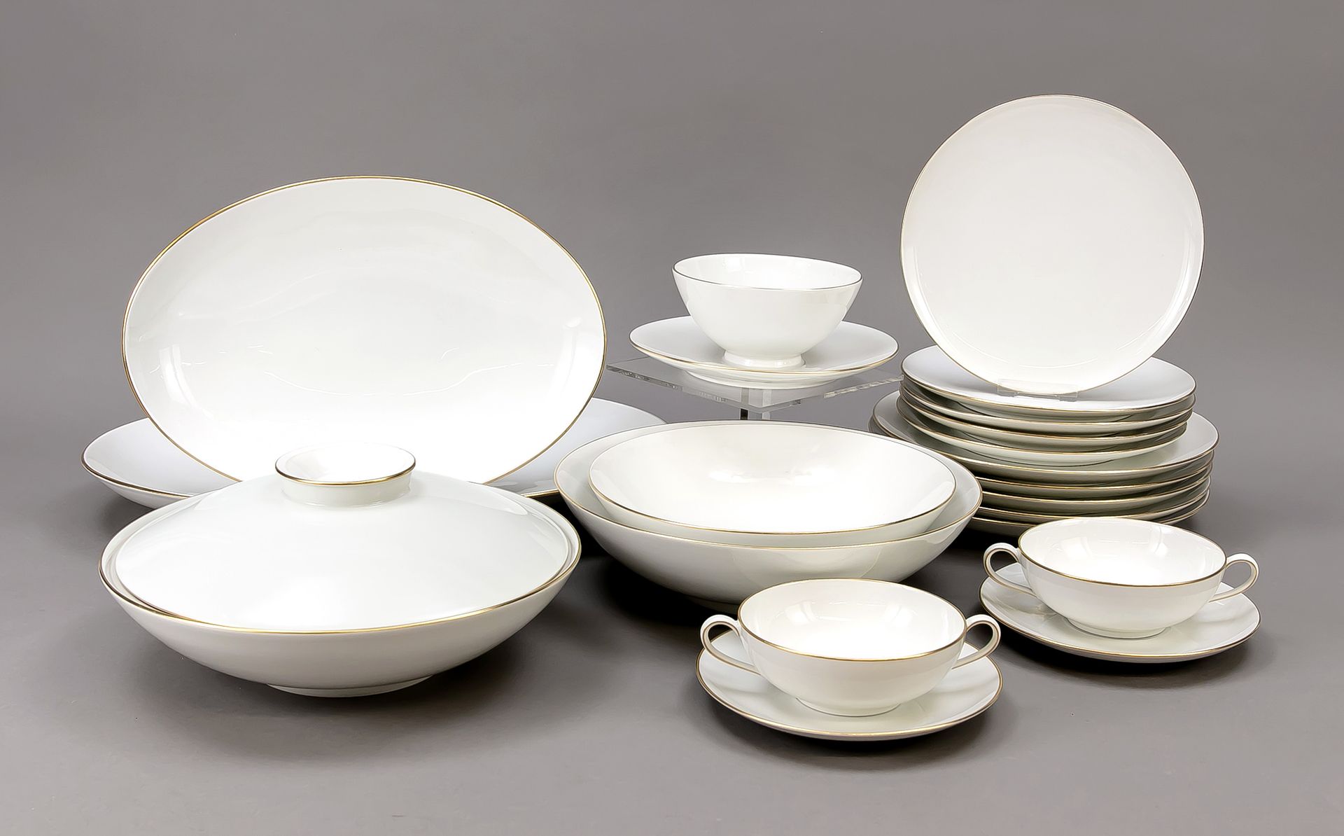 Null Dinner service for 9-12 persons, 54 pcs, KPM Berlin, marks 1930-1962, 1st c&hellip;