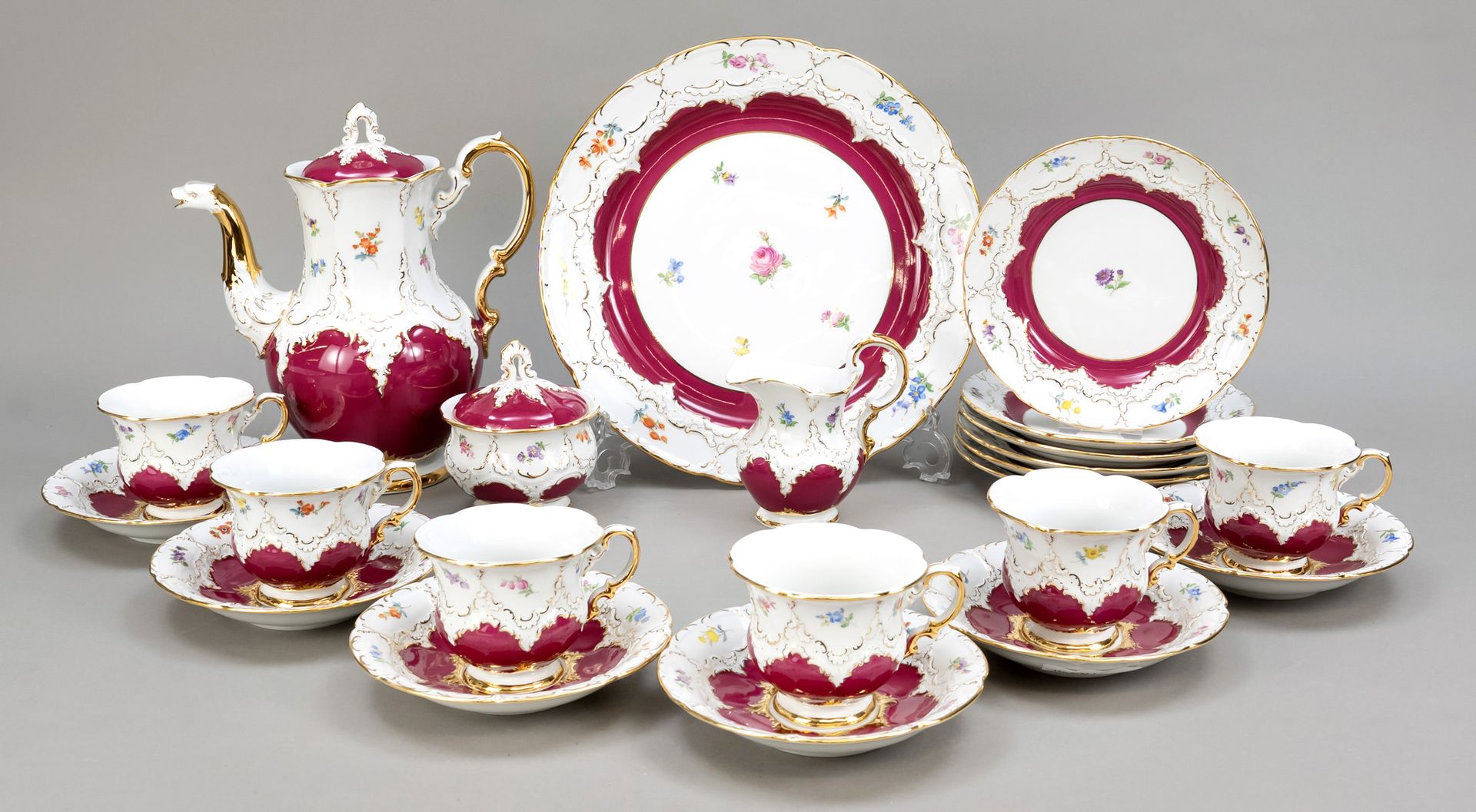 Null Ceramic service for 6 persons, 22 pieces, Meissen, marks mostly 1972-80, 1s&hellip;