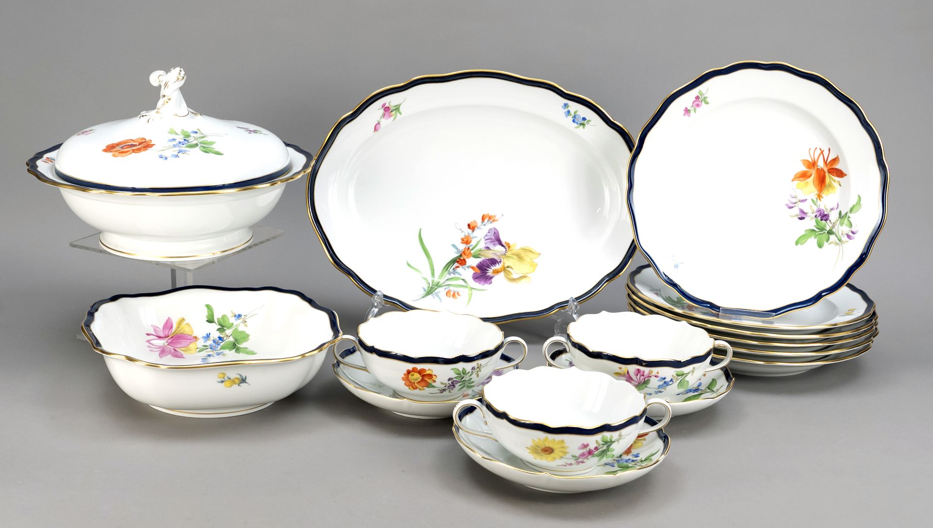 Null Dinner service for 6 persons, 21 pieces, Meissen, 2nd choice, form New Cuto&hellip;