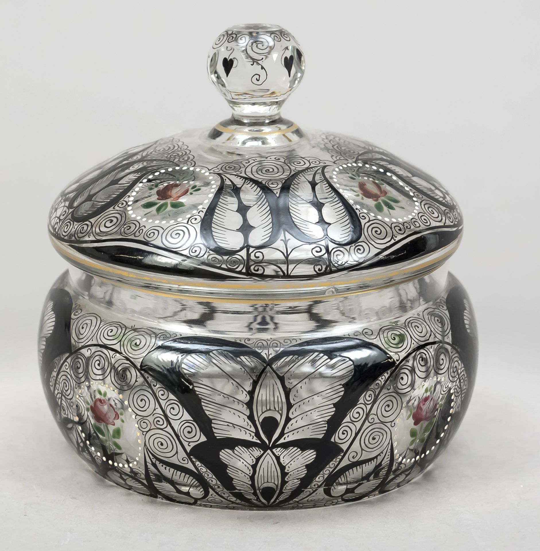 Null Round lidded jar, probably glass school Haida, Steinschönau, 1st half of 20&hellip;