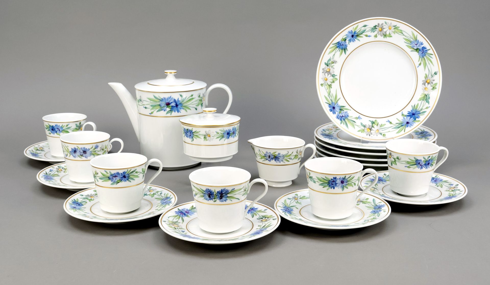 Null Coffee service for 6 persons, 21 pieces, KPM Berlin, 2nd half of 20th centu&hellip;