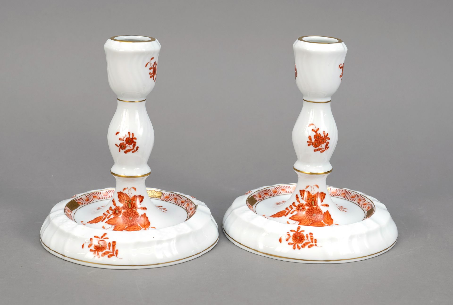 Null Pair of candlesticks, Herend, Hungary, mark after 1967, model no. 7915, dec&hellip;
