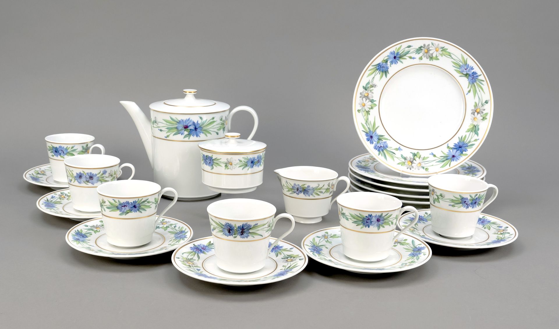 Null Coffee service for 6 persons, 21 pieces, KPM Berlin, 2nd half of 20th centu&hellip;
